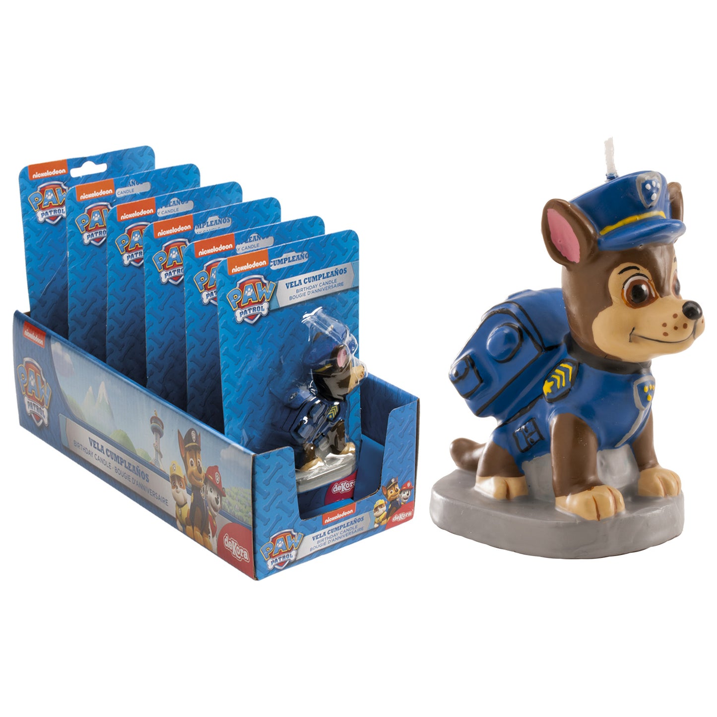 DISPLAY 8 CANDLES 3D PAW PATROL CHASE 7CM