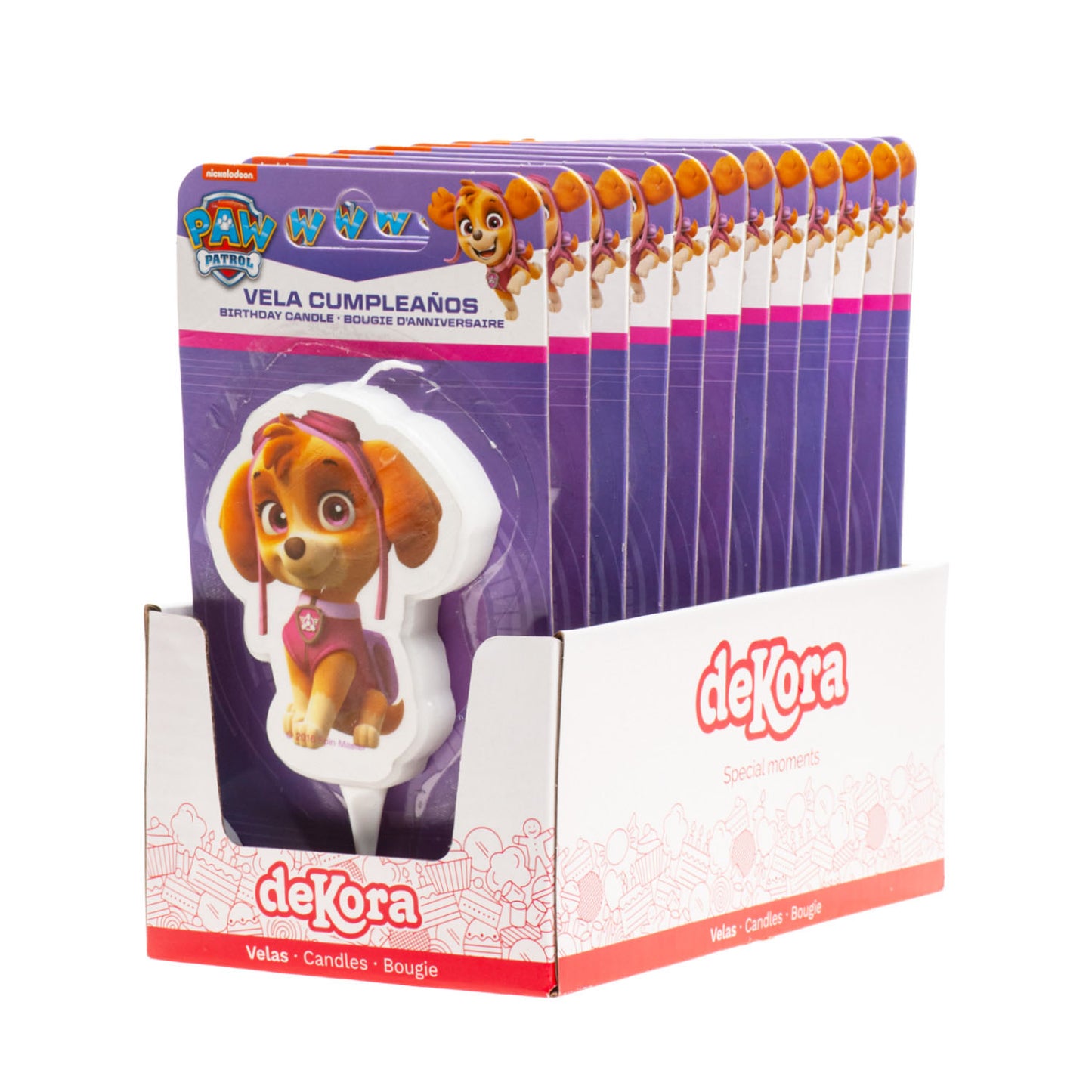 DISPLAY 12 BOUGIES 2D PAW PATROL SKYE 7,5CM