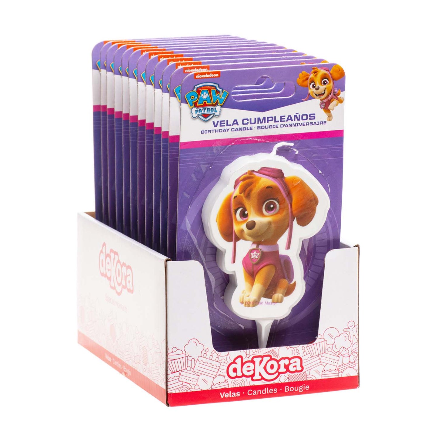 DISPLAY 12 BOUGIES 2D PAW PATROL SKYE 7,5CM