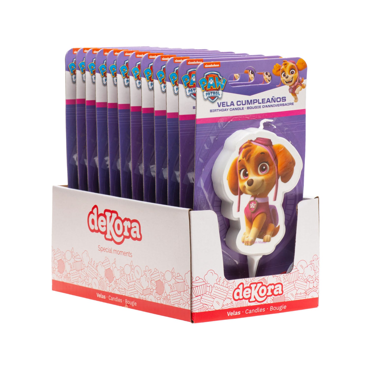 DISPLAY 12 BOUGIES 2D PAW PATROL SKYE 7,5CM