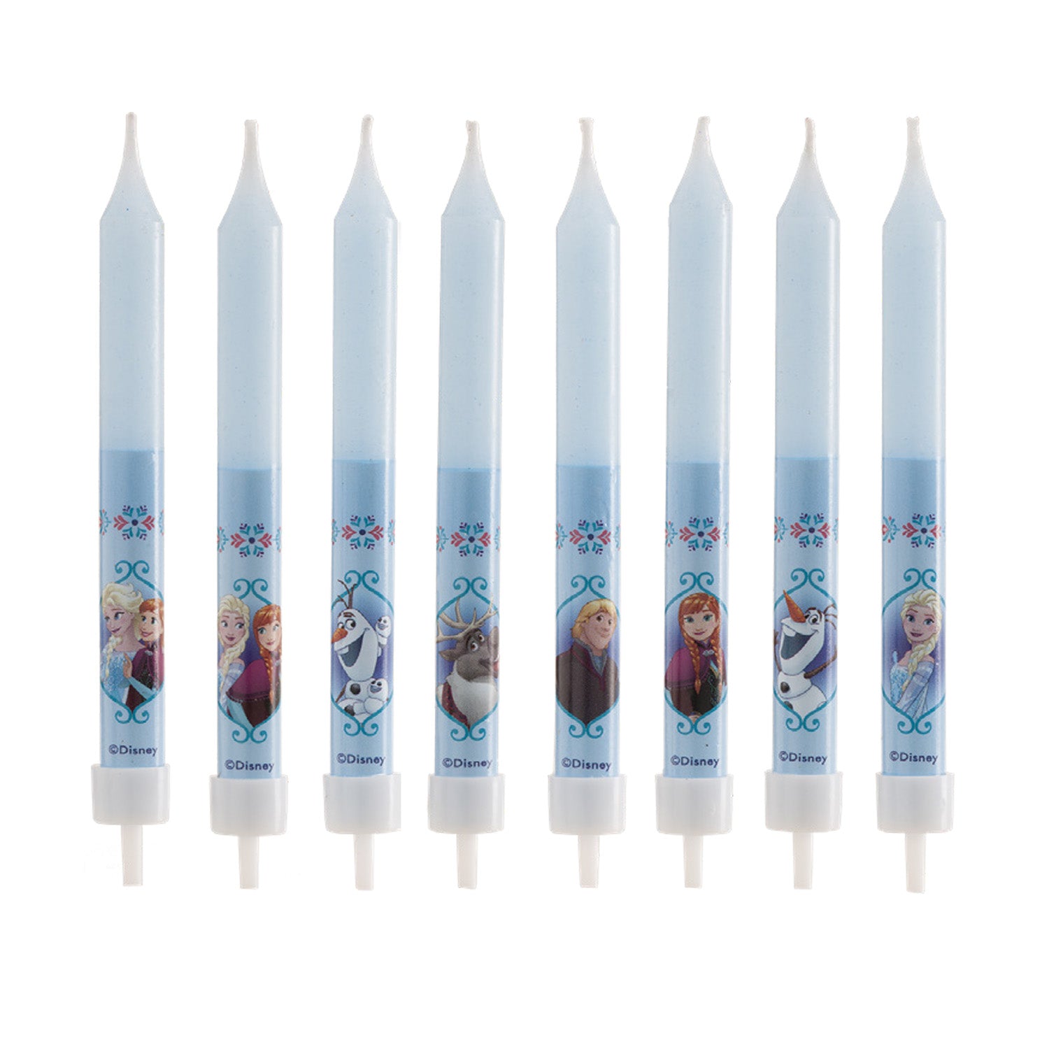 DISPLAY 12 BLISTER 8 VELAS PALITOS ANIVERSÁRIO FROZEN 9CM