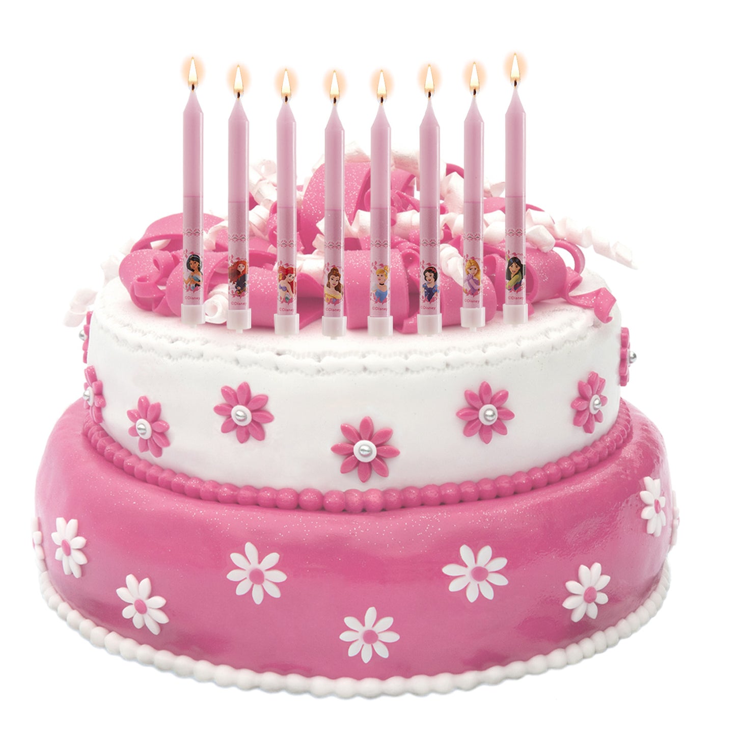 DISPLAY 12 BLISTER 8 VELAS PALILLO CUMPLEAÑOS PRINCESAS 9CM