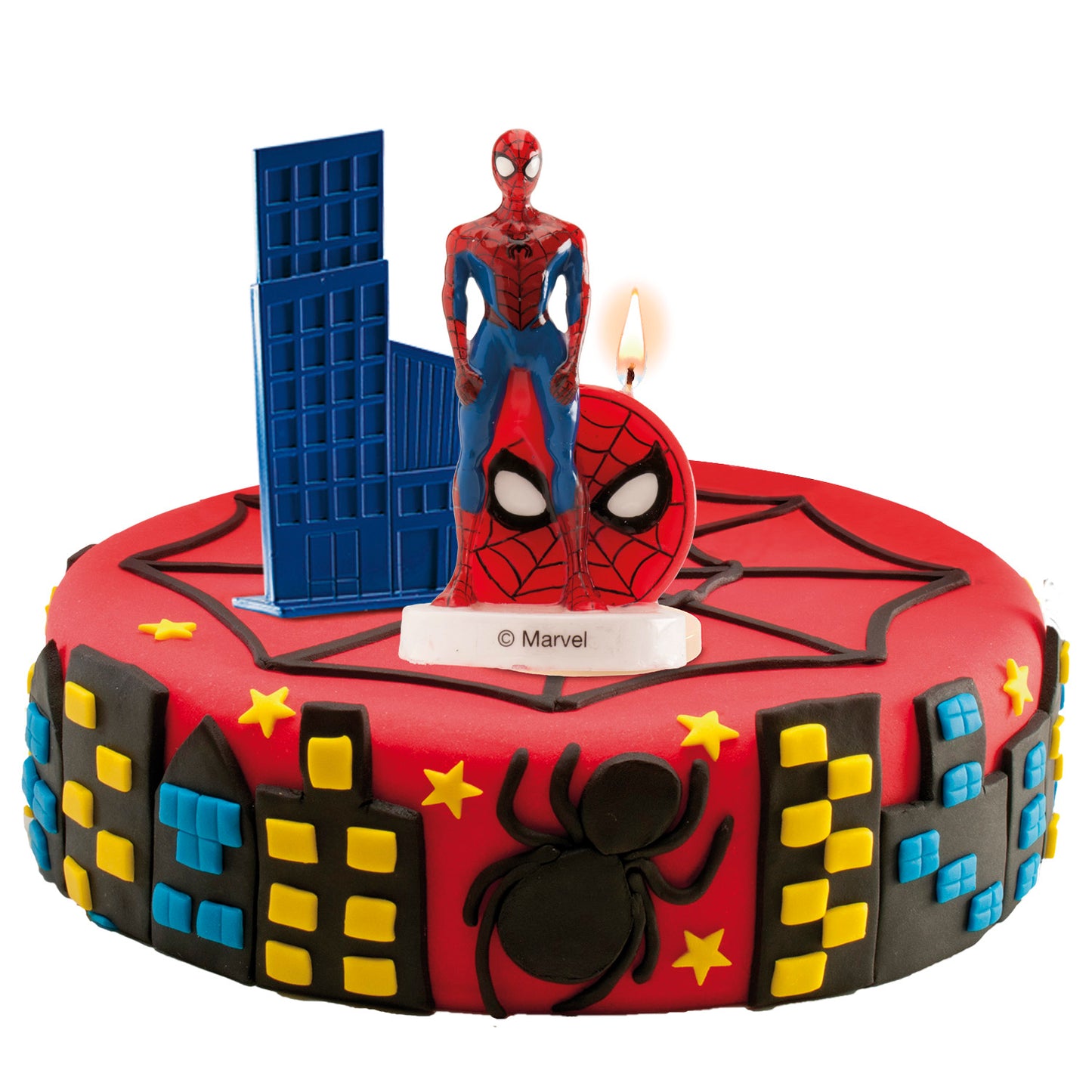 ESPOSITORE 6 CANDELINE COMPLEANNO 3D SPIDERMAN 9CM