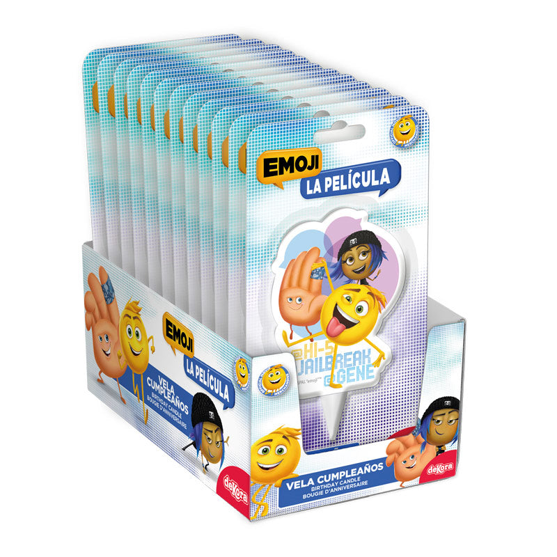 DISPLAY 12 VELAS CUMPLEAÑOS 2D EMOJI 7,5 CM