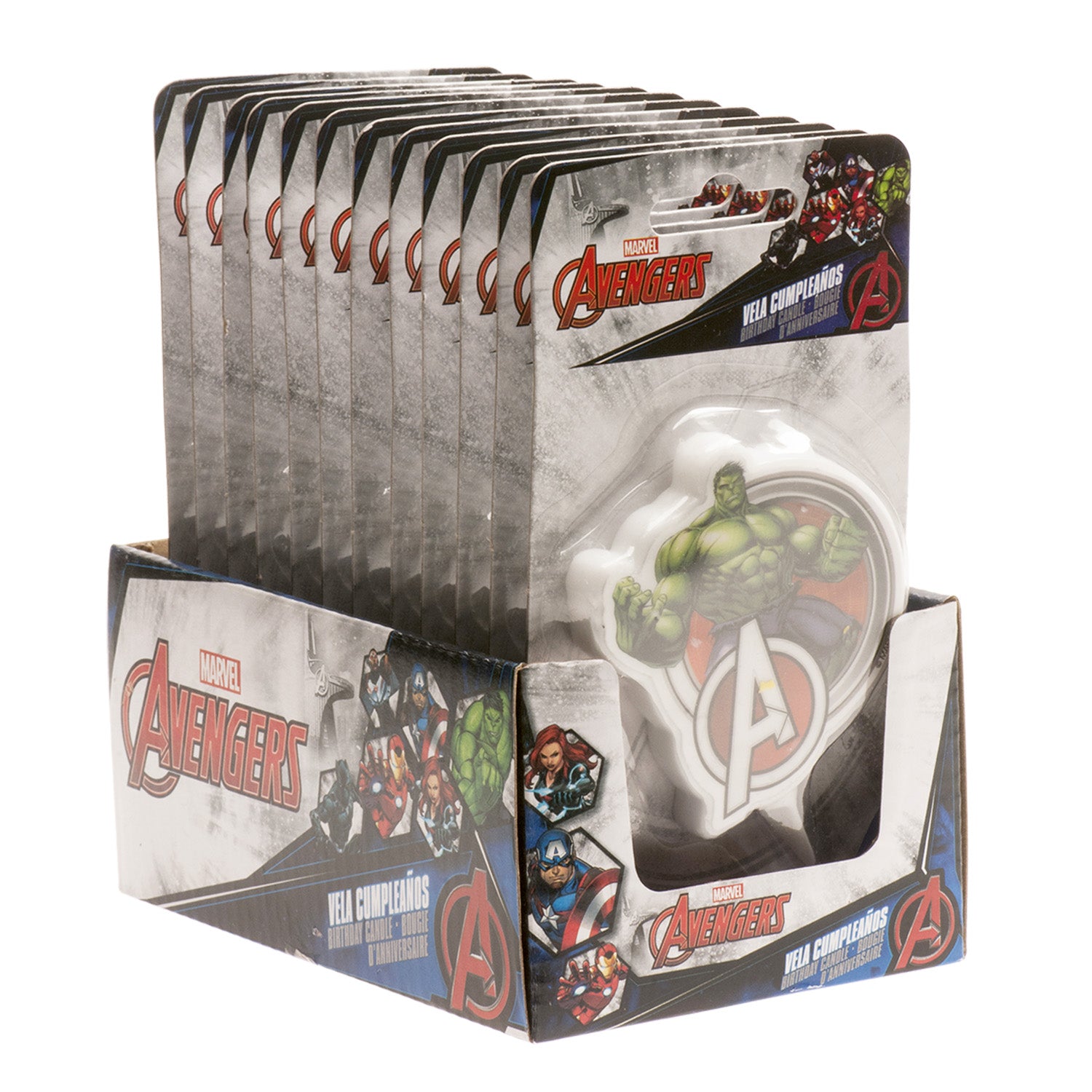 DISPLAY 12 VELAS ANIVERSÁRIO 2D HULK 9 CM