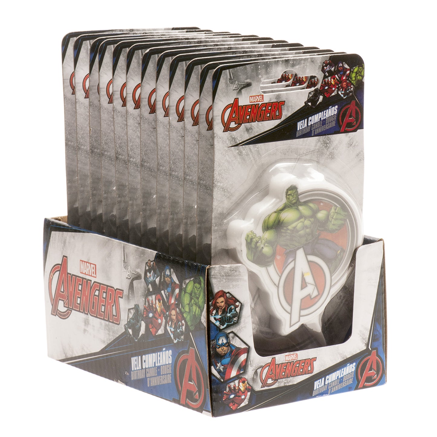 DISPLAY 12 VELAS ANIVERSÁRIO 2D HULK 9 CM