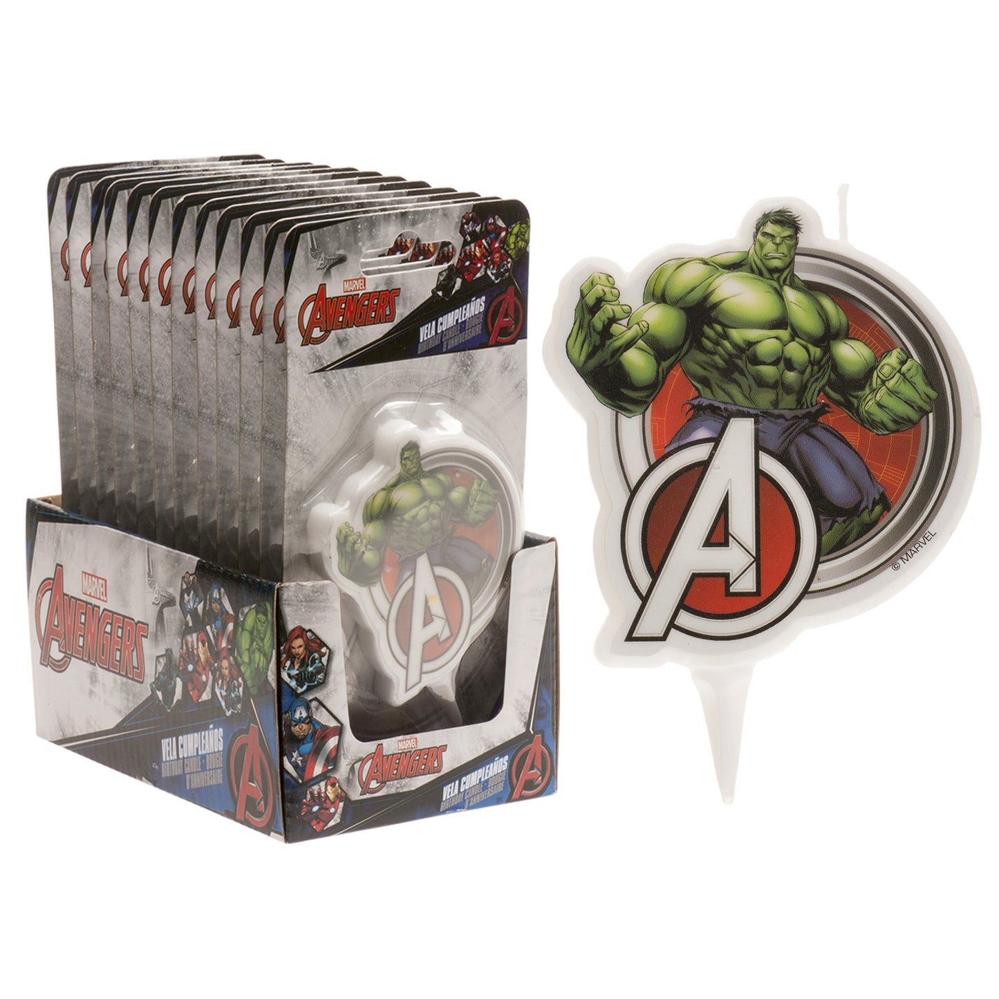 DISPLAY 12 HULK BIRTHDAY 2D CANDLES 9 CM