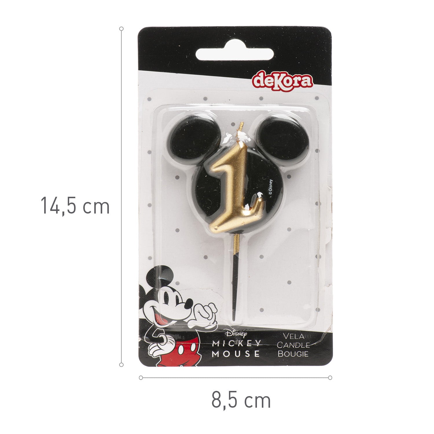 VELAS DE ANIVERSÁRIO ORELHAS DO MICKEY MOUSE 8,5 CM | Nº 1