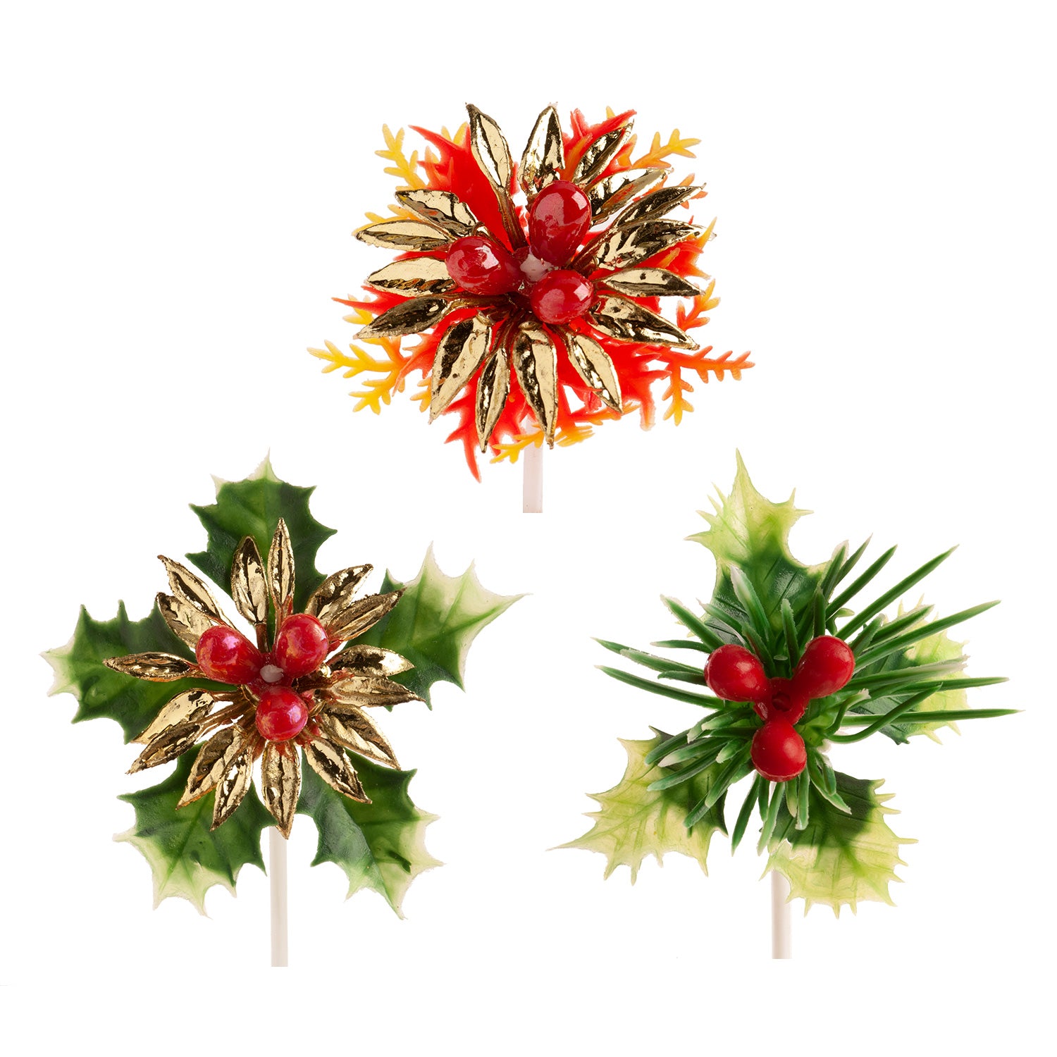 FLOR NAVIDAD CON PINCHO PLASTICO 3 MOD. 4,7CM