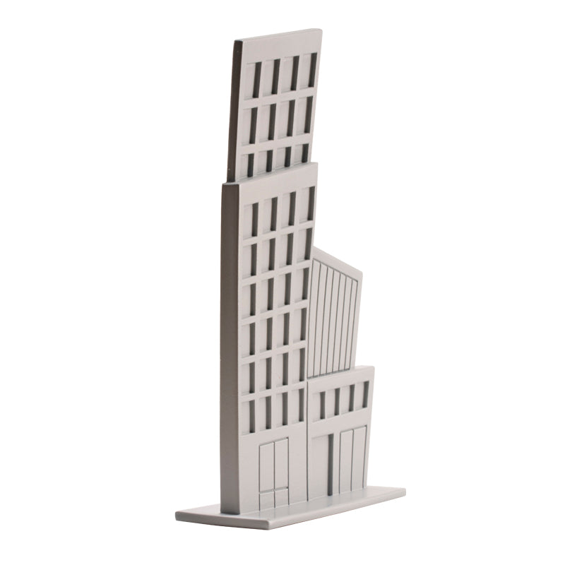 DECORACIÓN DE TARTAS EDIFICIOS DE PVC ROJO Y GRIS 12CM