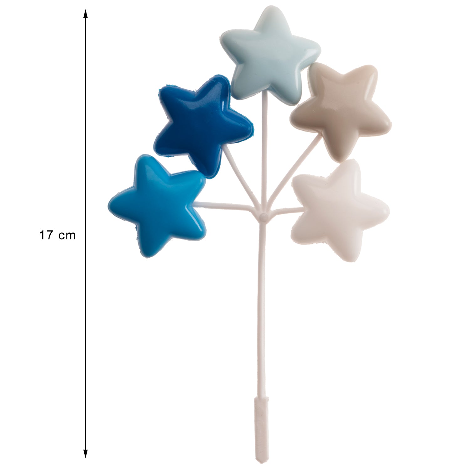SET PLÁSTICO GLOBOS E ESTRELAS AZUIS 17CM