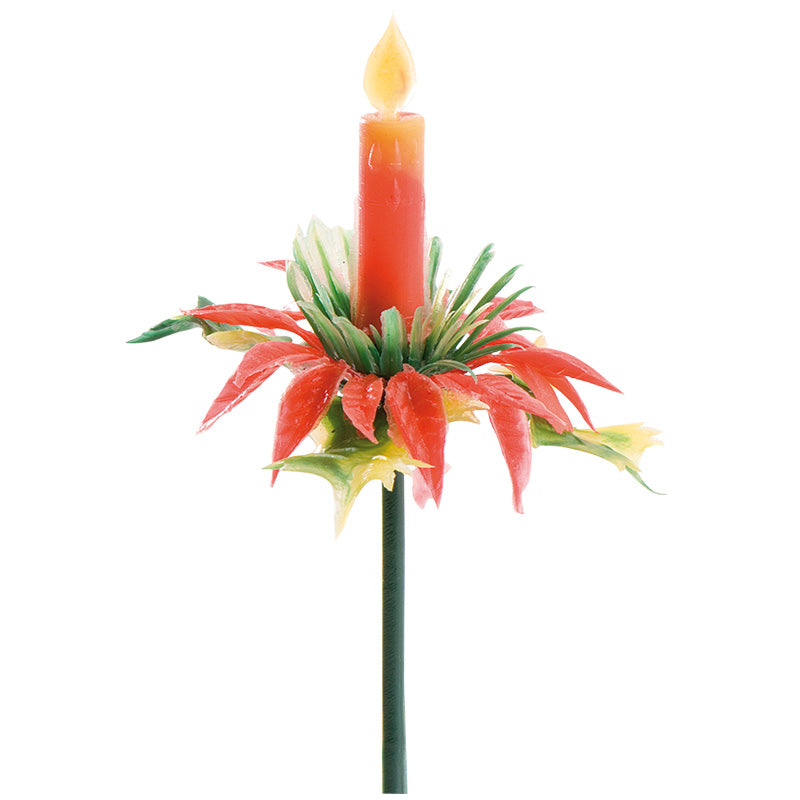 FLEUR DE NOËL AVEC BOUGIE EN PLASTIQUE 7,5 - 8 cm