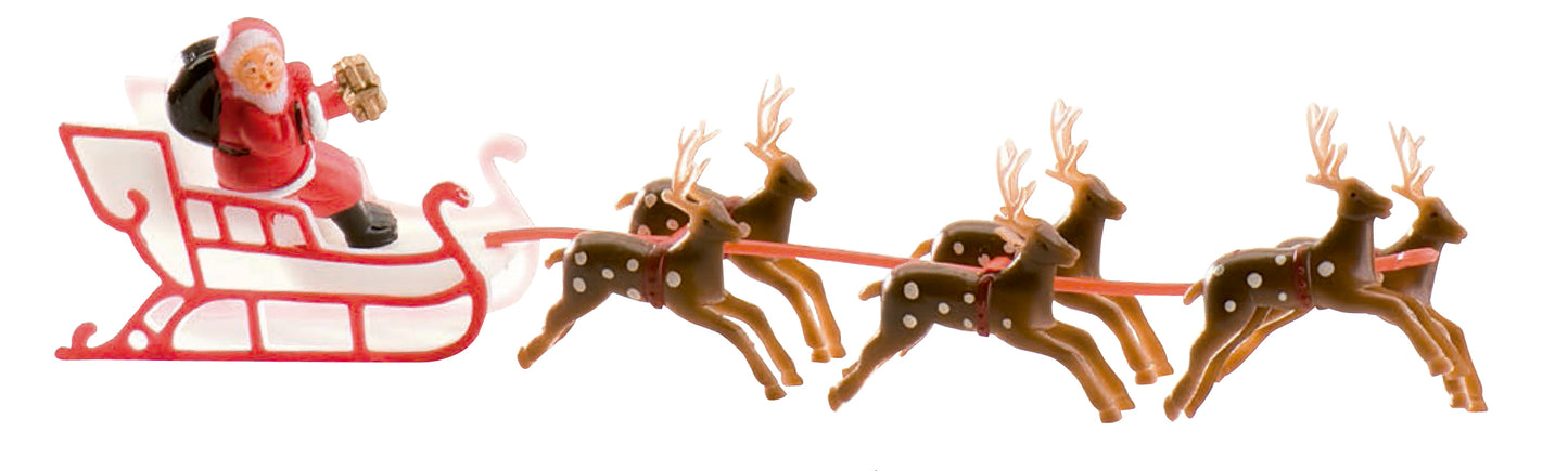 PÈRE NOËL SUR TRAINEAU PLASTIQUE 22 x 6 cm