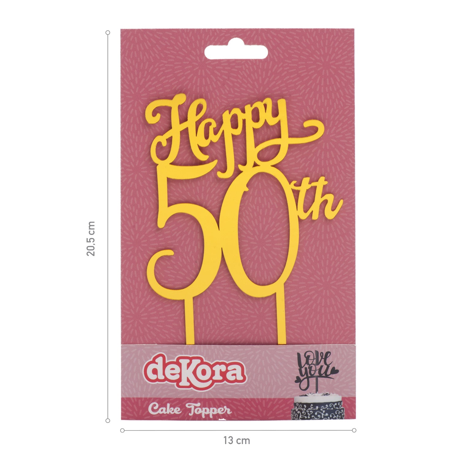 CAKE TOPPER 50TH ANNIVERSARY 16X10CM
