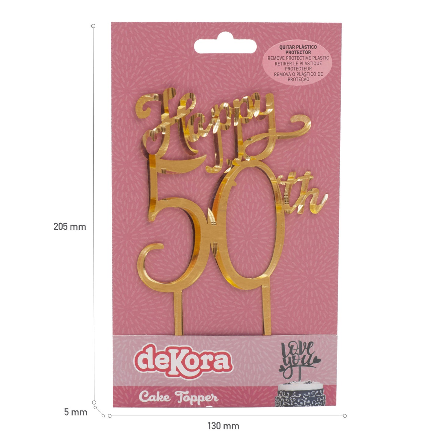 CAKE TOPPER 50TH ANNIVERSARY 16X10CM