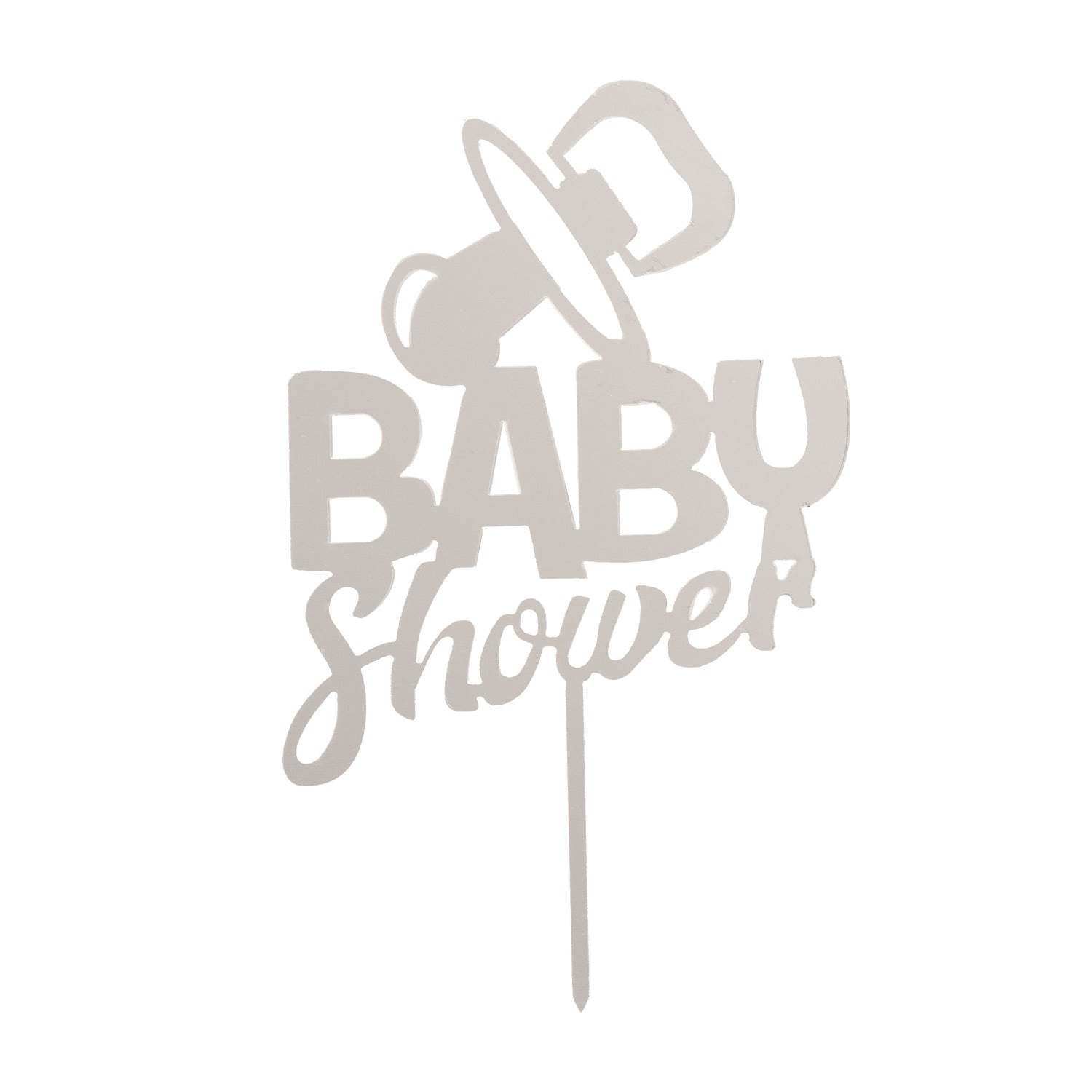 CAKE TOPPER BABY SHOWER ARGENTO 16X10CM