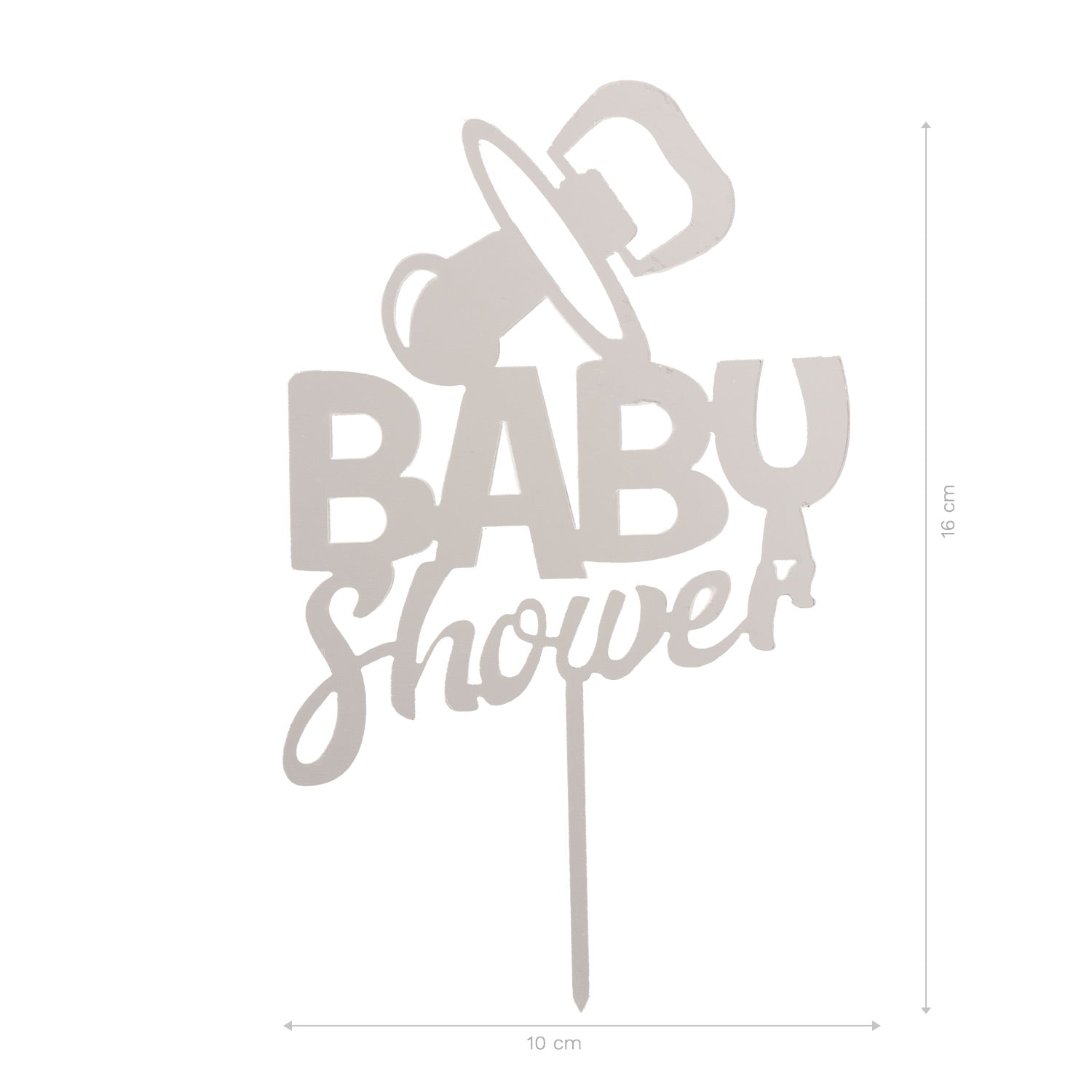 CAKE TOPPER BABY SHOWER PRATA 16X10CM