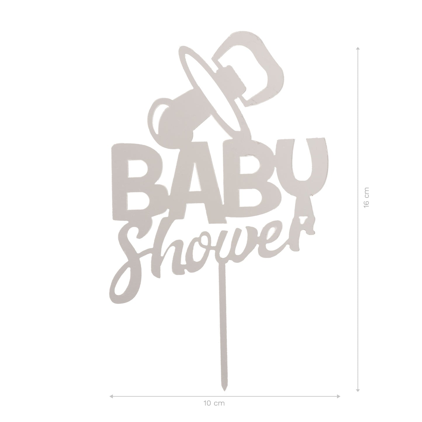 CAKE TOPPER BABY SHOWER PRATA 16X10CM