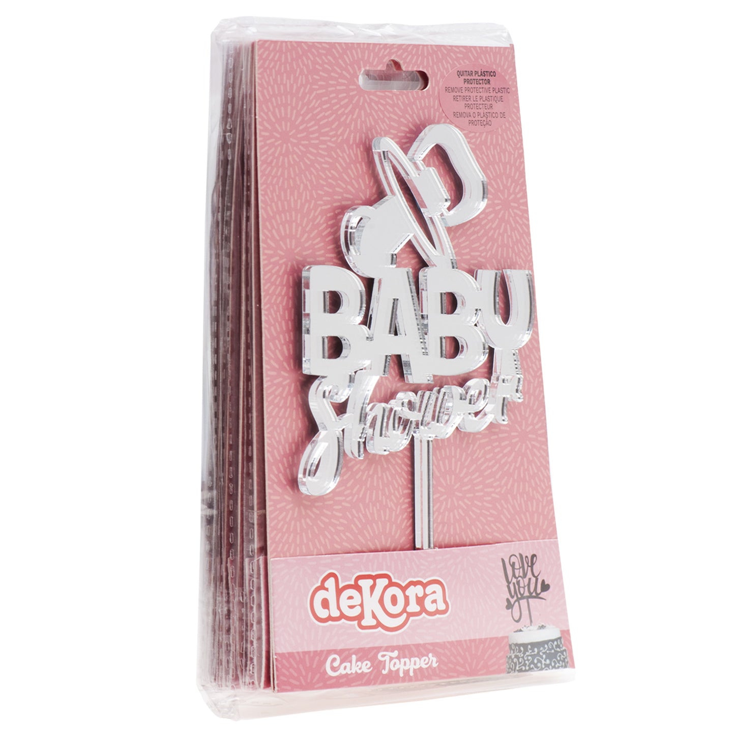 CAKE TOPPER BABY SHOWER PRATA 16X10CM