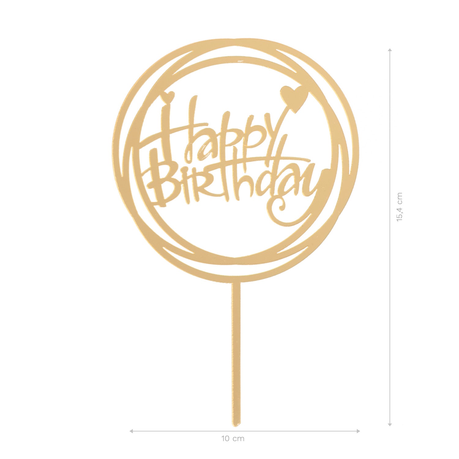 CAKE TOPPER HAPPY BIRTHDAY DORADO 15.4X10CM