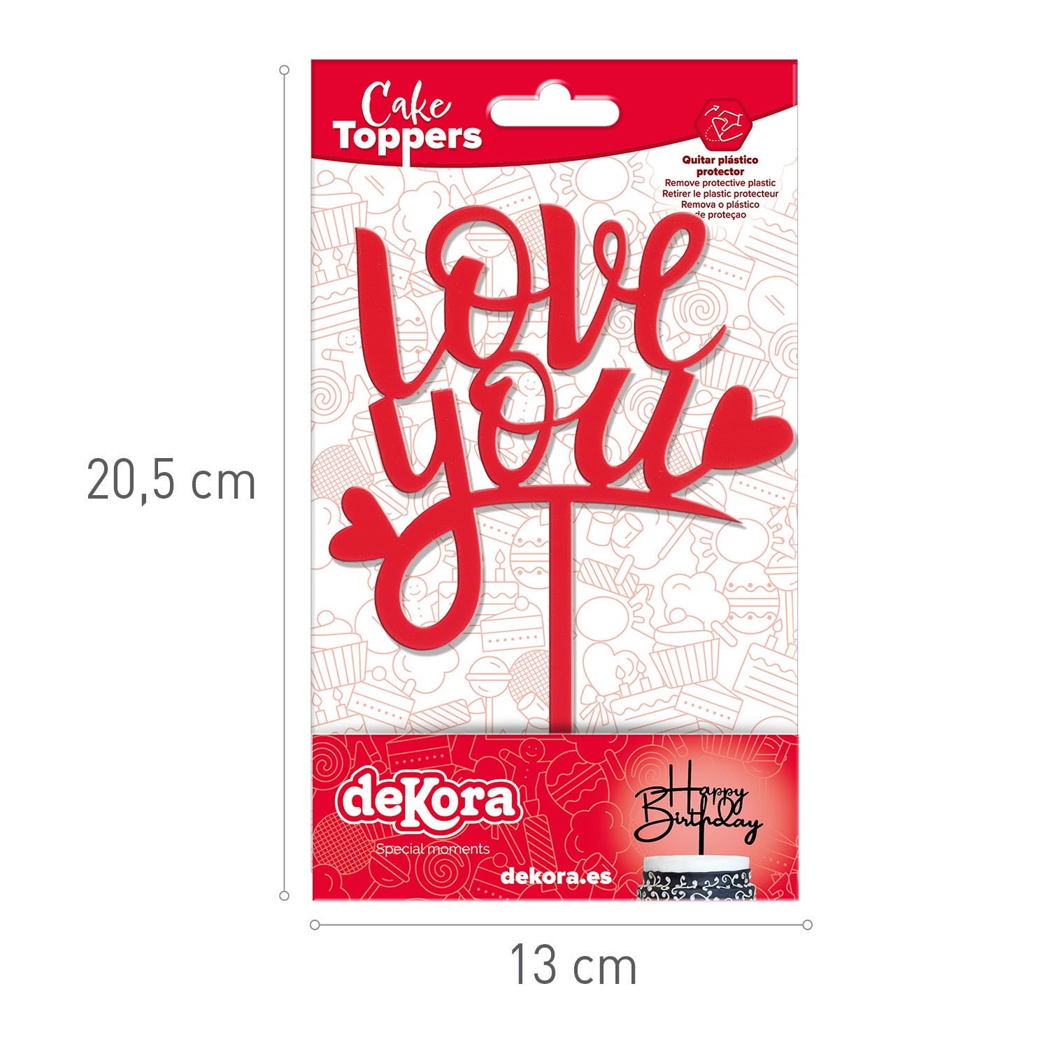 CAKE TOPPER LOVE YOU 13,5X10CM