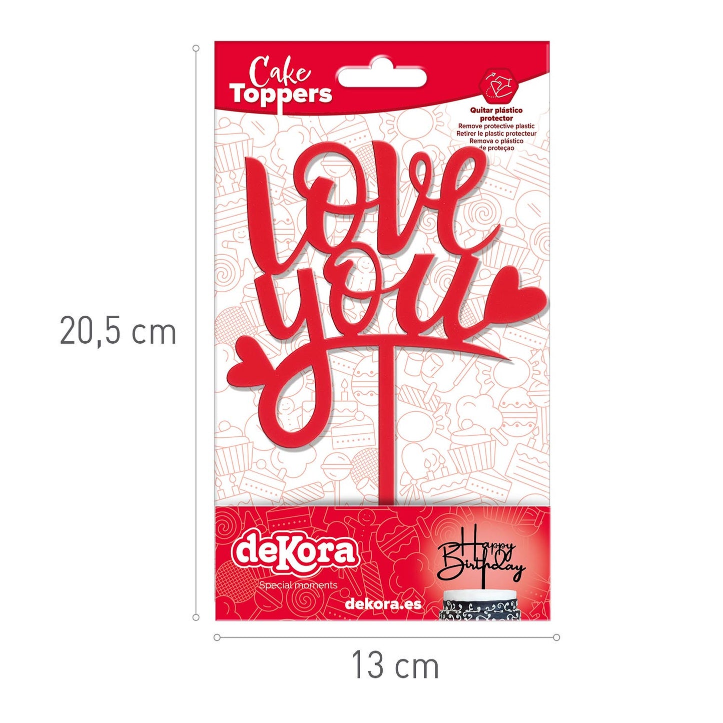 CAKE TOPPER LOVE YOU 13,5X10CM