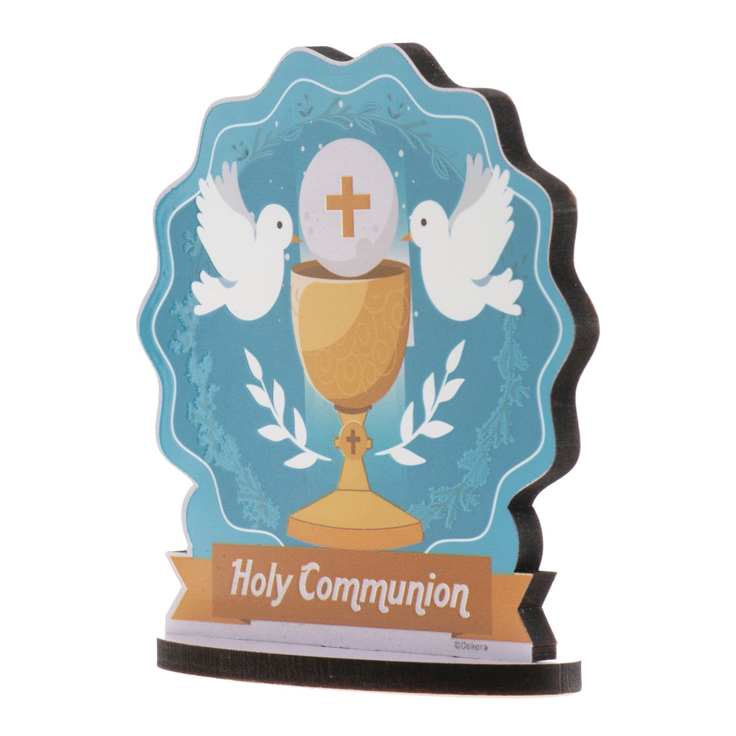 CAKE TOPPER FIRST COMMUNION CHALICE WITH DOVES 12X12.5CM