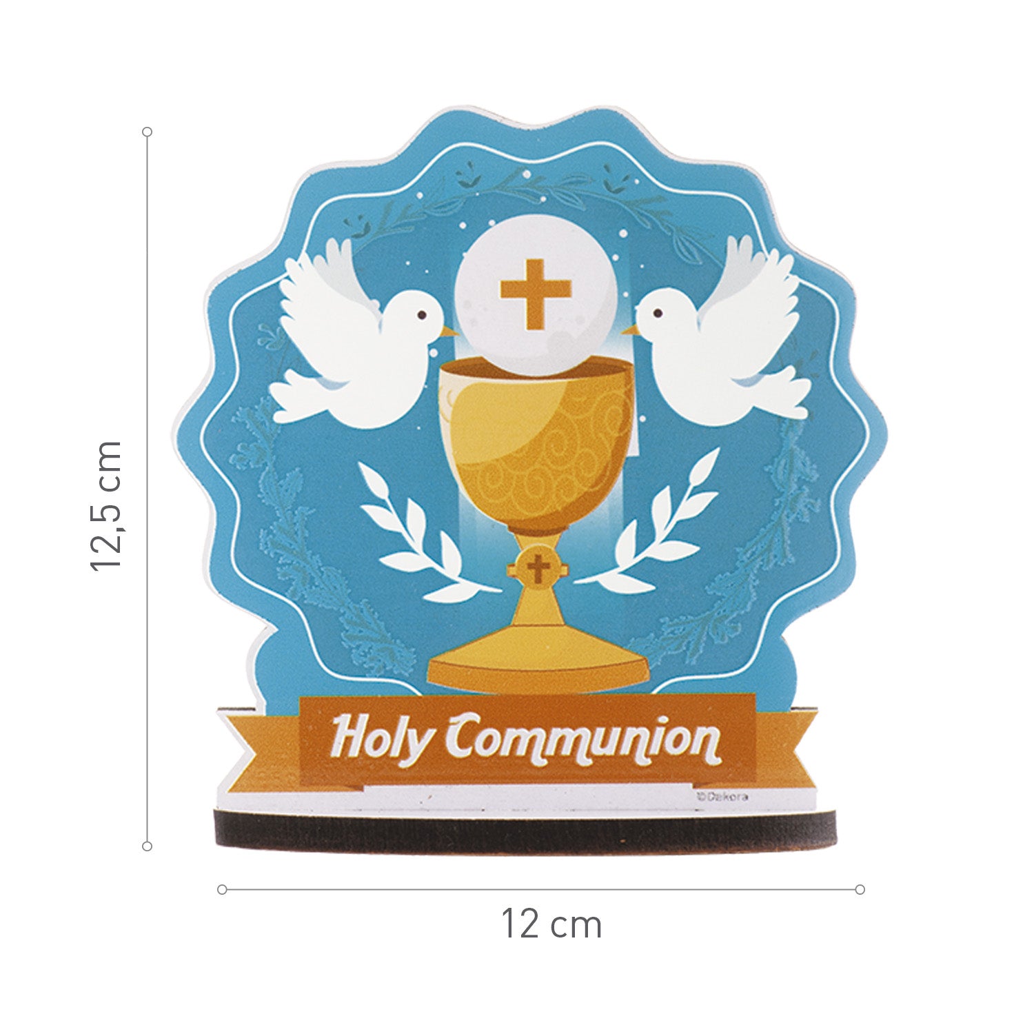 CAKE TOPPER FIRST COMMUNION CHALICE WITH DOVES 12X12.5CM