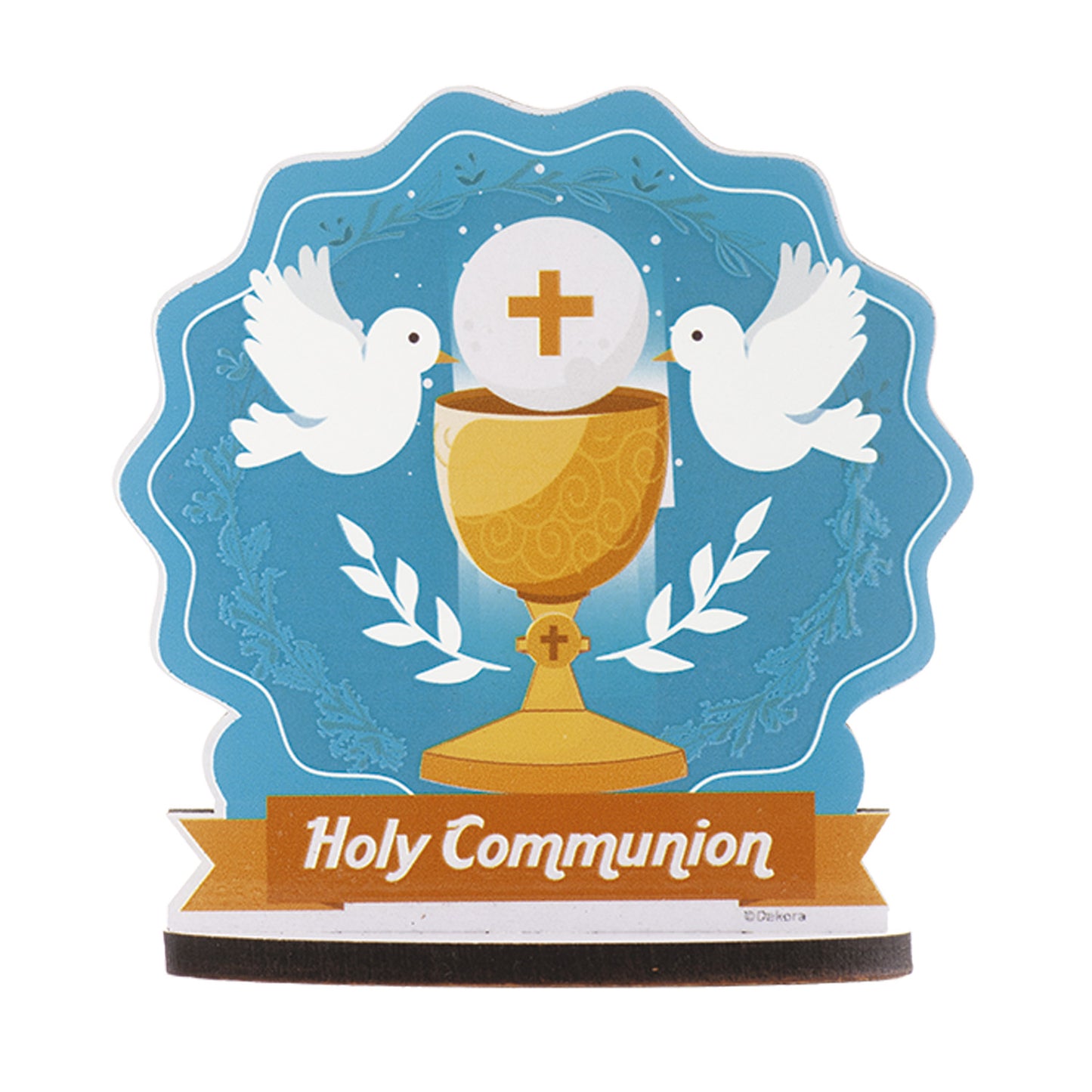 CAKE TOPPER FIRST COMMUNION CHALICE WITH DOVES 12X12.5CM