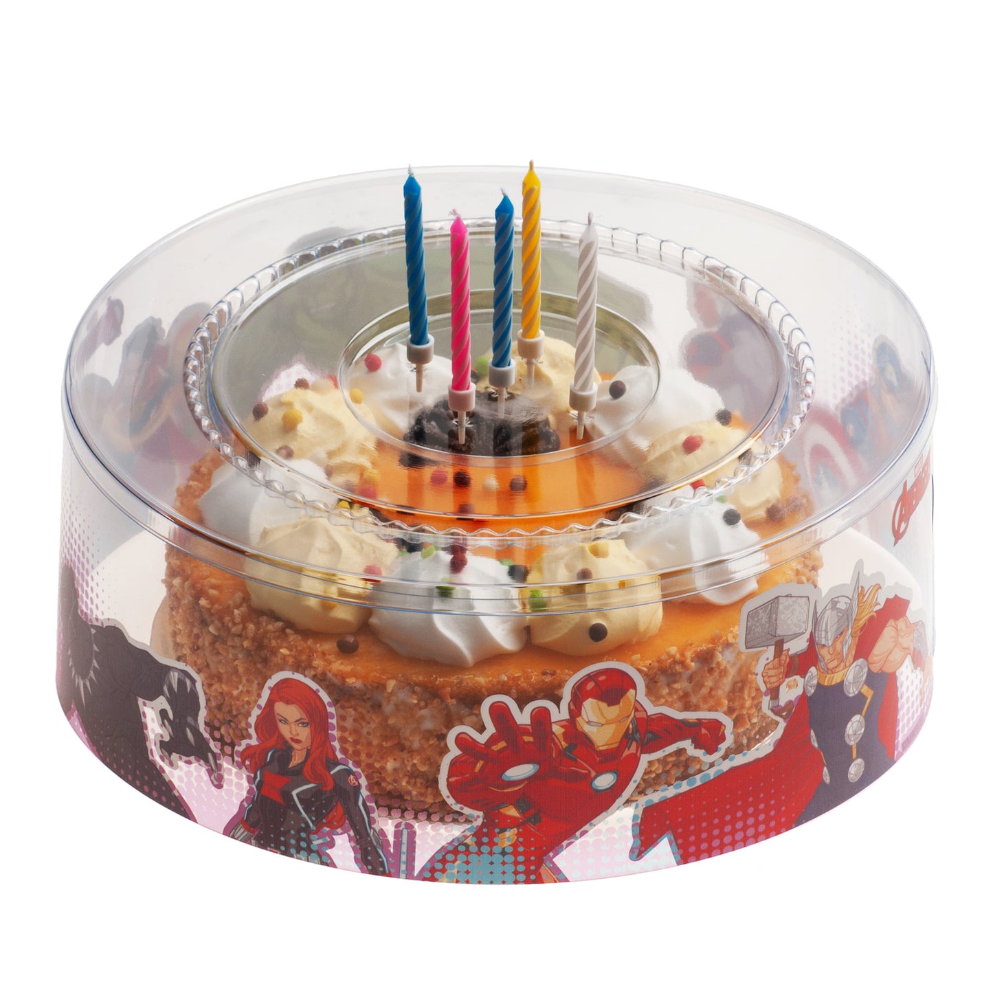 COBERTURAS PLASTICAS PARA BOLO DI AVENGERS Ø 25CM H12CM