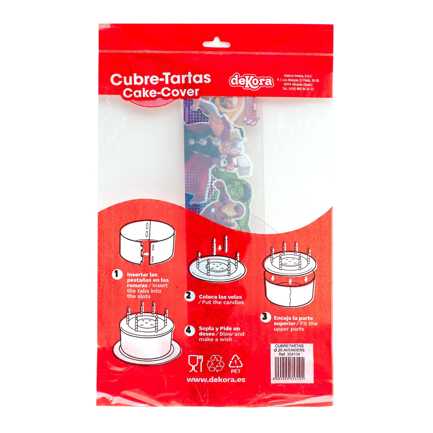 COBERTURAS PLASTICAS PARA BOLO DI AVENGERS Ø 25CM H12CM