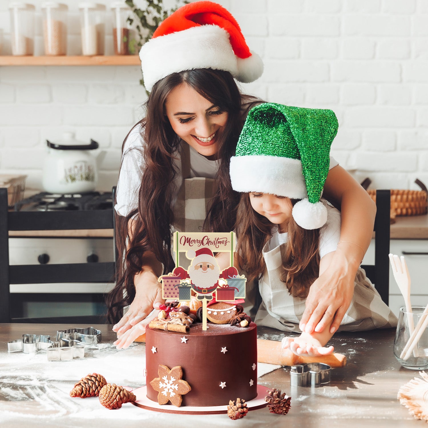CAKE TOPPER BABBO NATALE 16X10.5CM