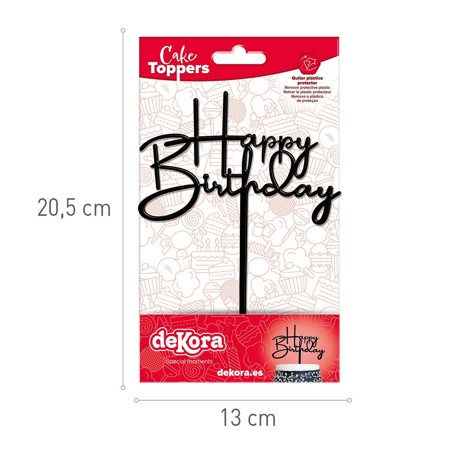 CAKE TOPPER HAPPY BIRTHDAY BLACK