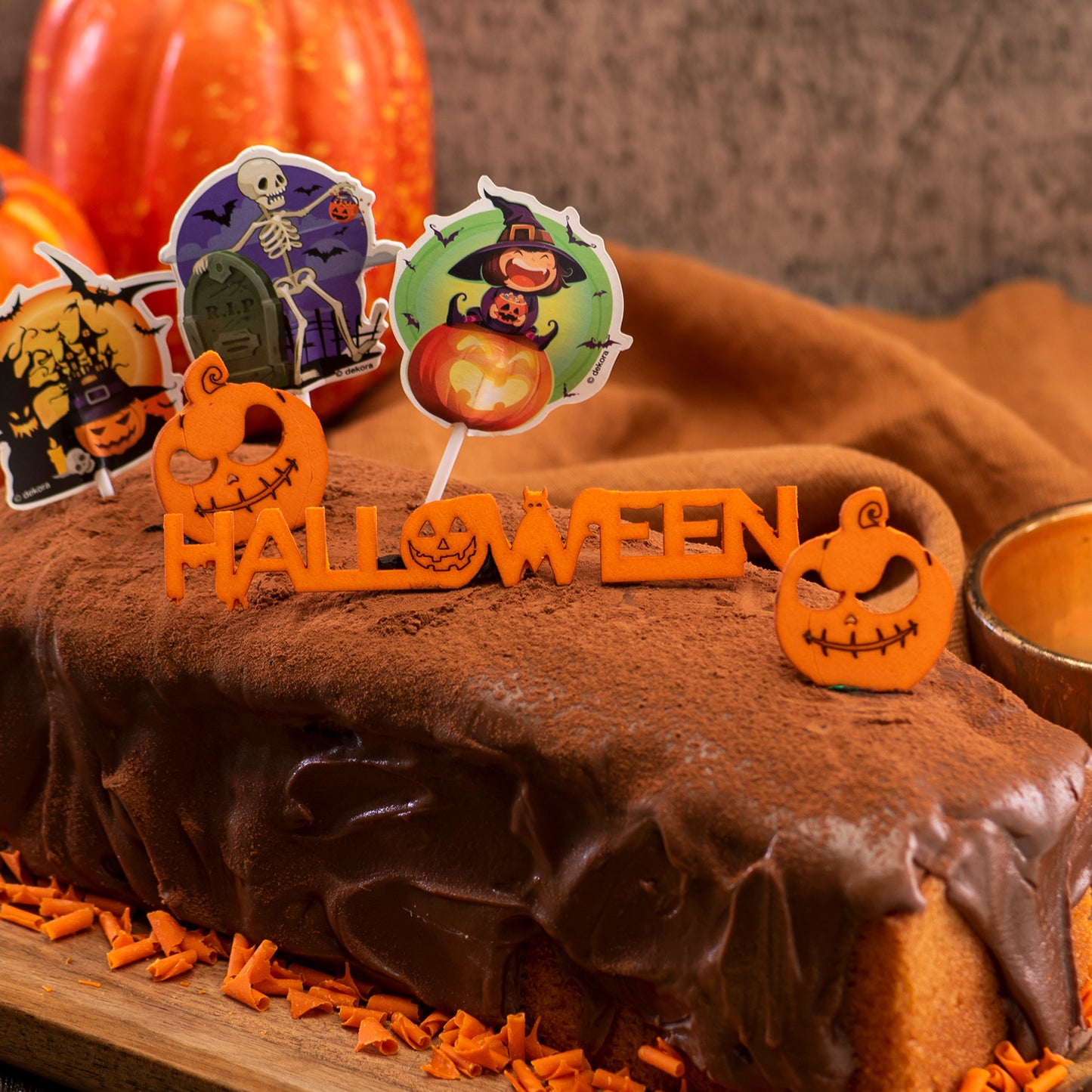 CAKE TOPPERS DE PAPEL DE HALLOWEEN 8 DISEÑOS 9X6CM