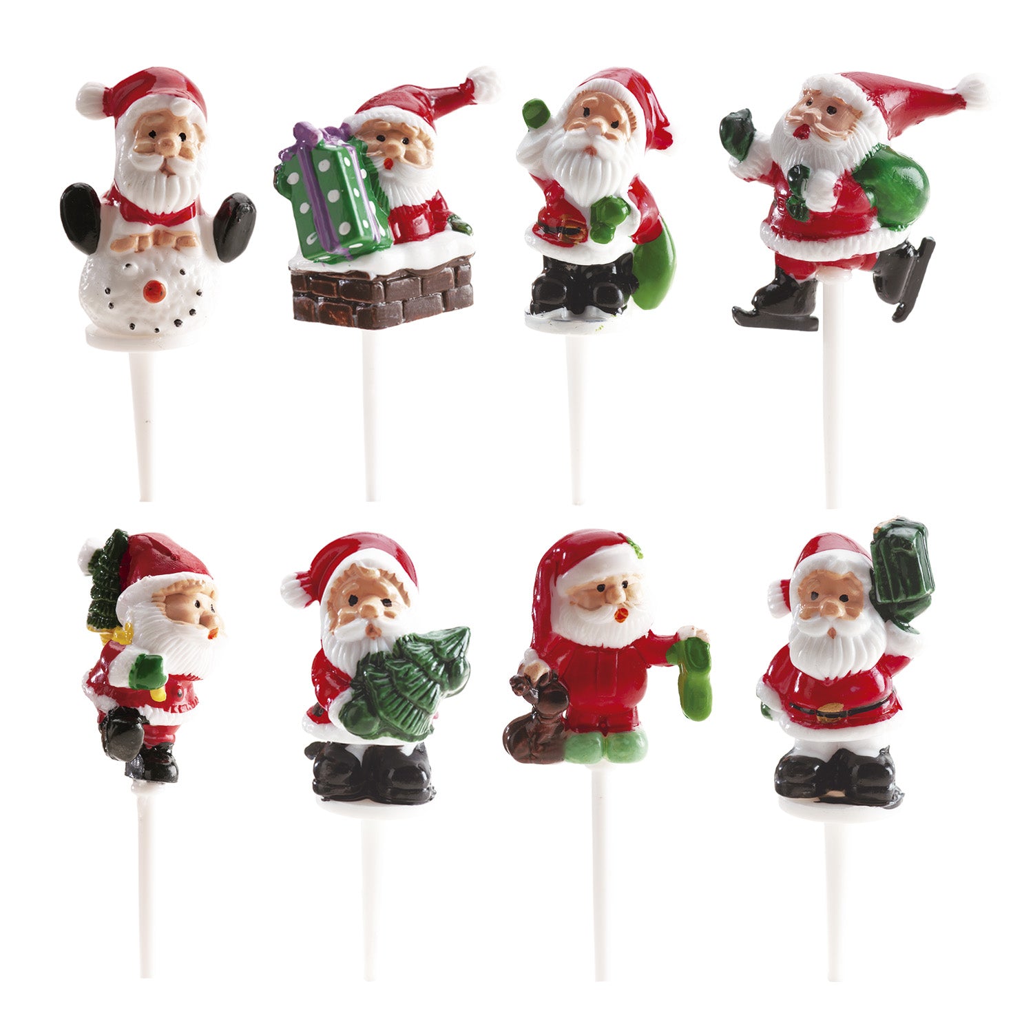 FIGURINES PLASTIQUE PÈRE NOËL 8 MODÈLES 3CM