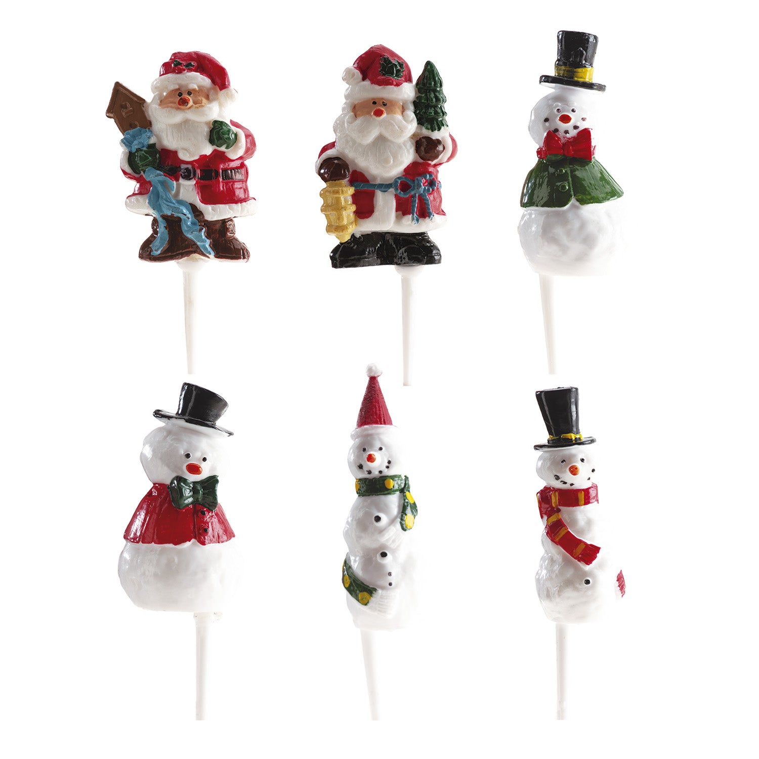 FIGURINES EN PLASTIQUE BONHOMME DE NEIGE ET PERE NOEL 4.5CM