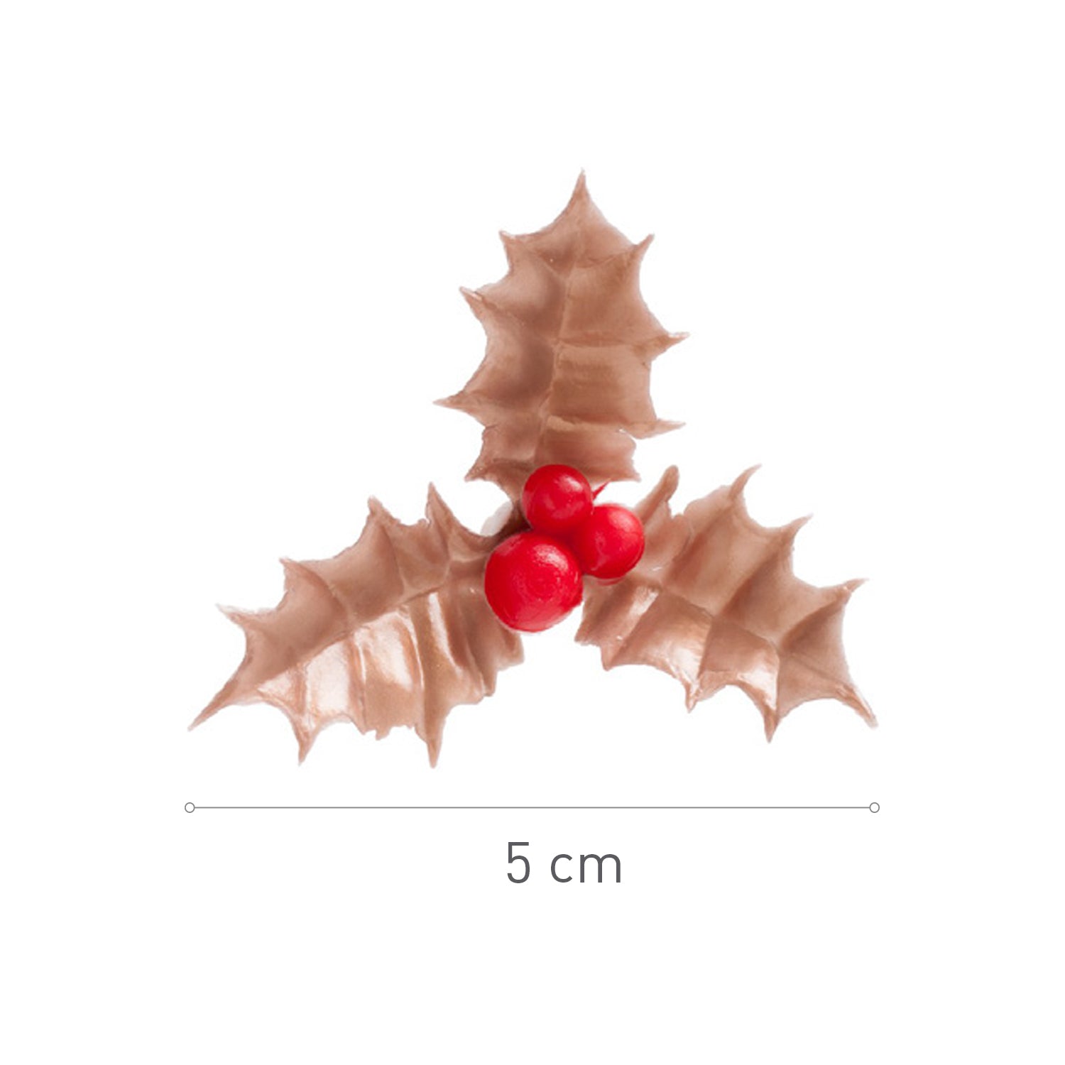 CAKE TOPPER PLASTICO HOJA ACEBO DORADA 5CM 72 UDS