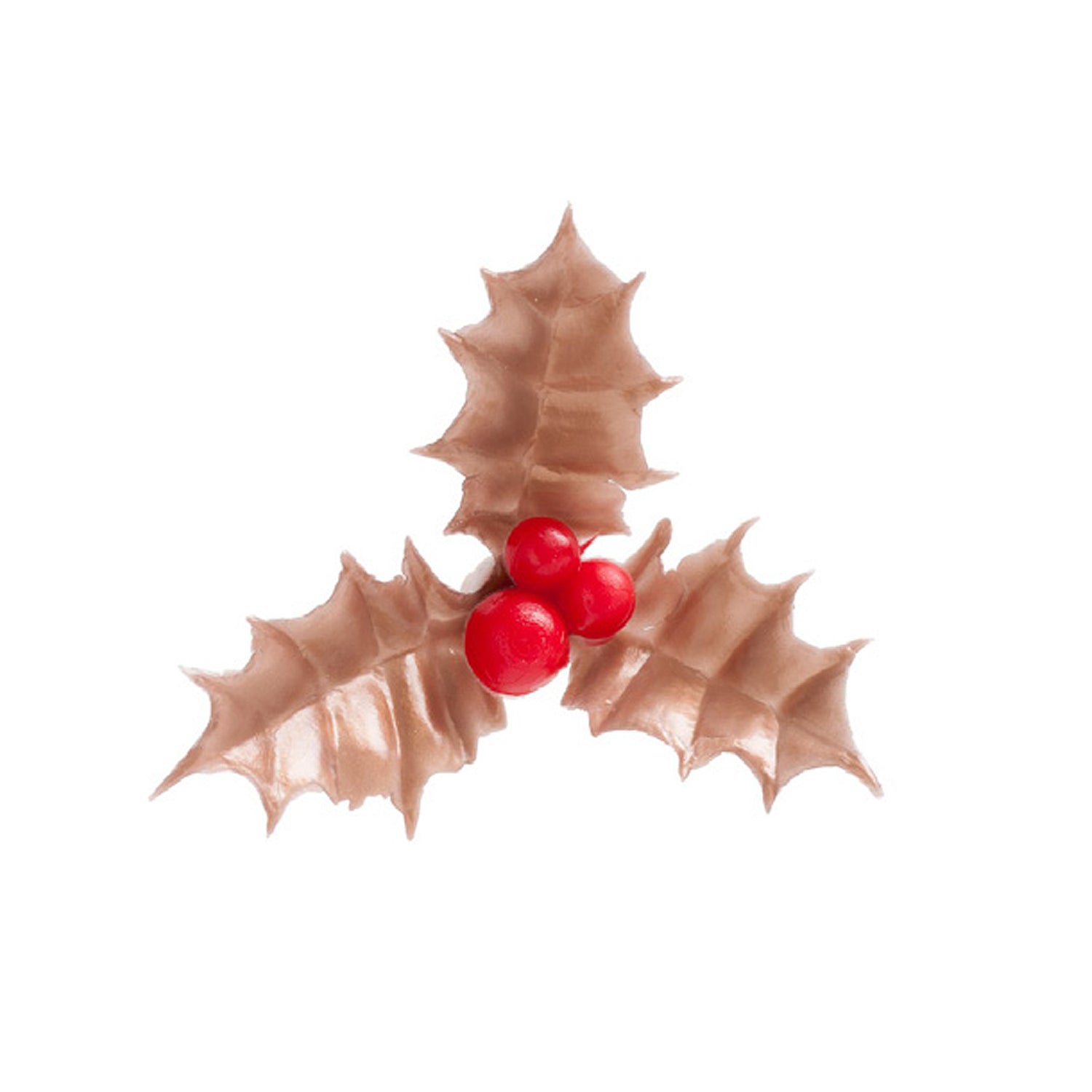 CAKE TOPPER PLASTIQUE FEUILLE DE HOUX DORÉE 5CM 72 PCS