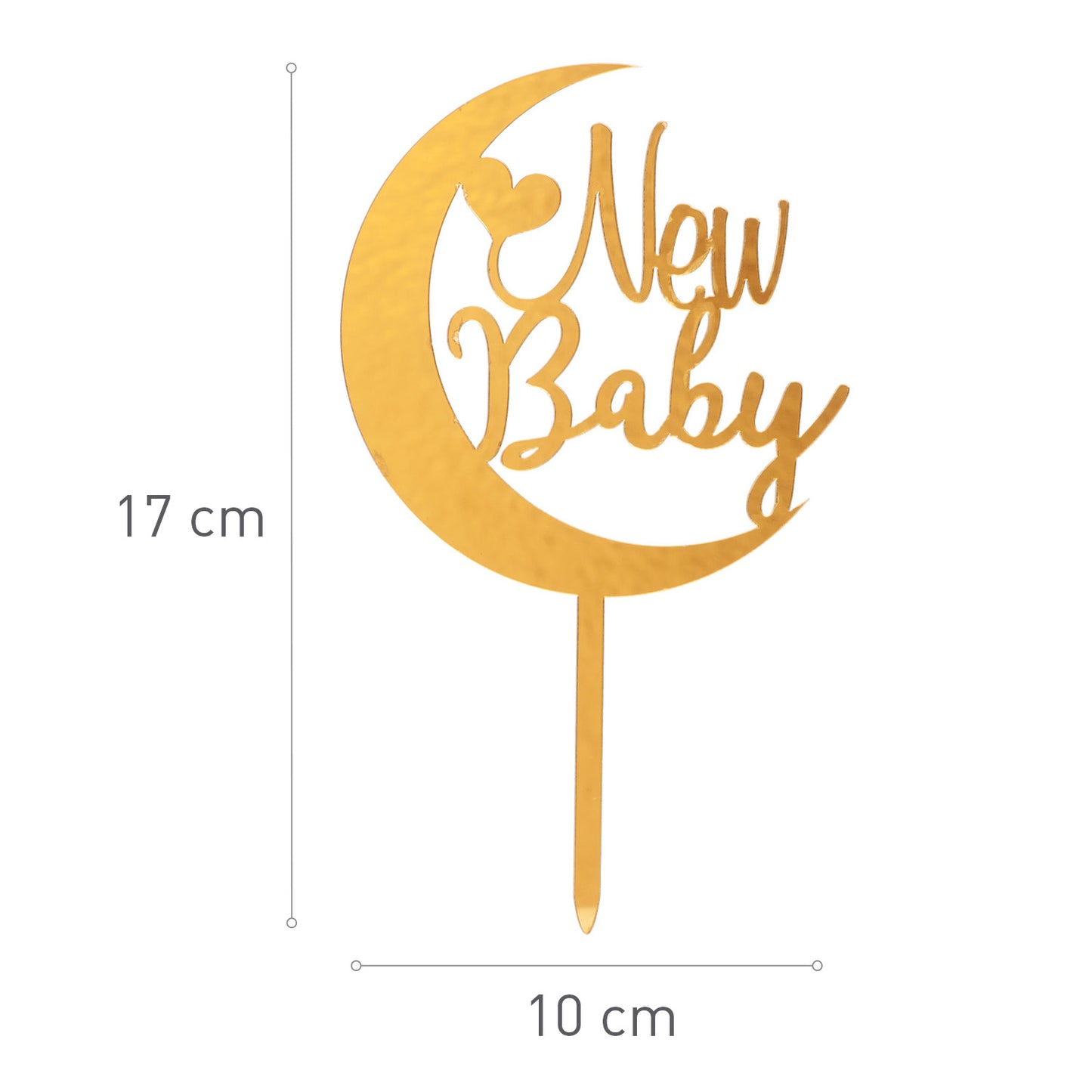CAKE TOPPER NEW BABY LUNA DORADA 17X10CM