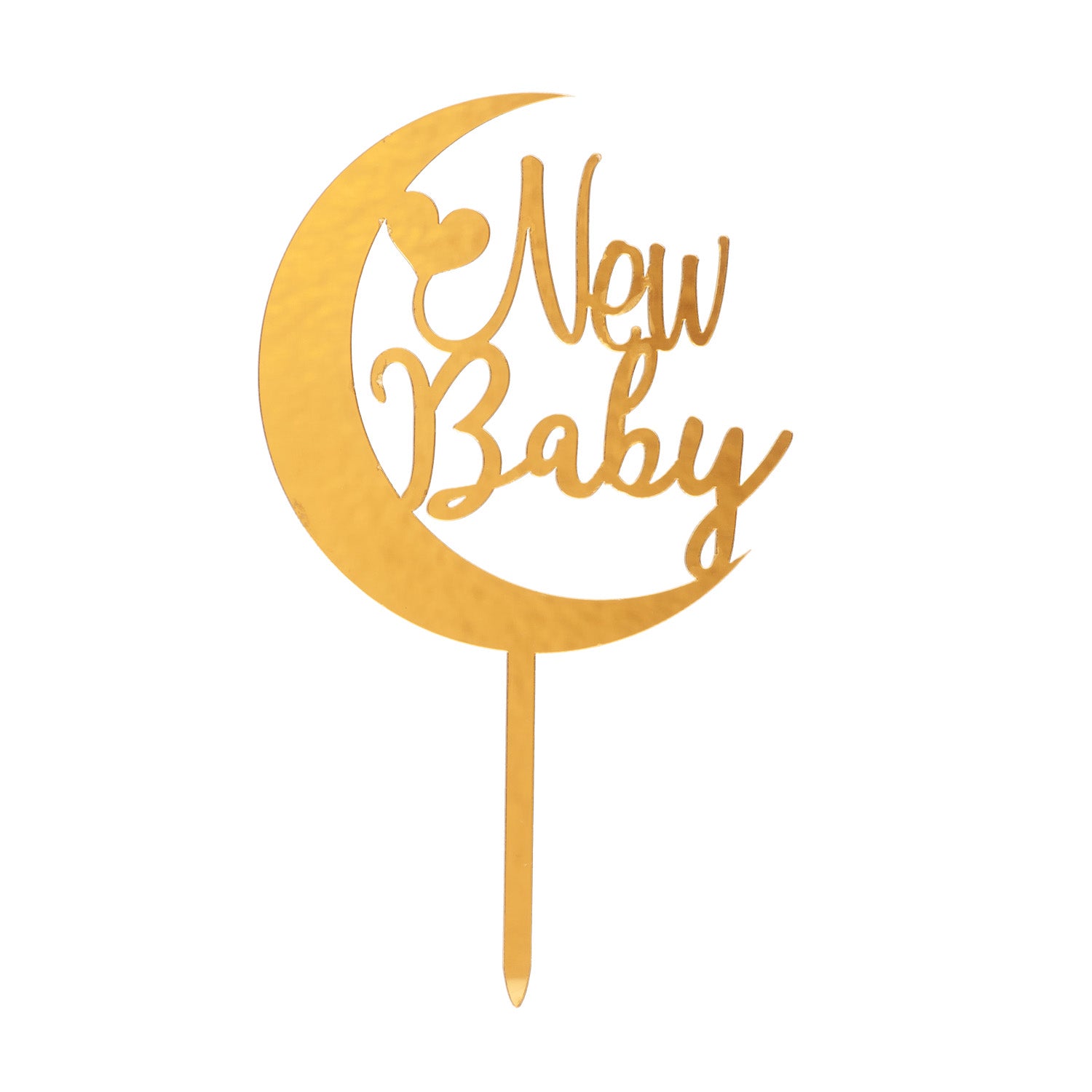 CAKE TOPPER NEW BABY LUNA DORADA 17X10CM