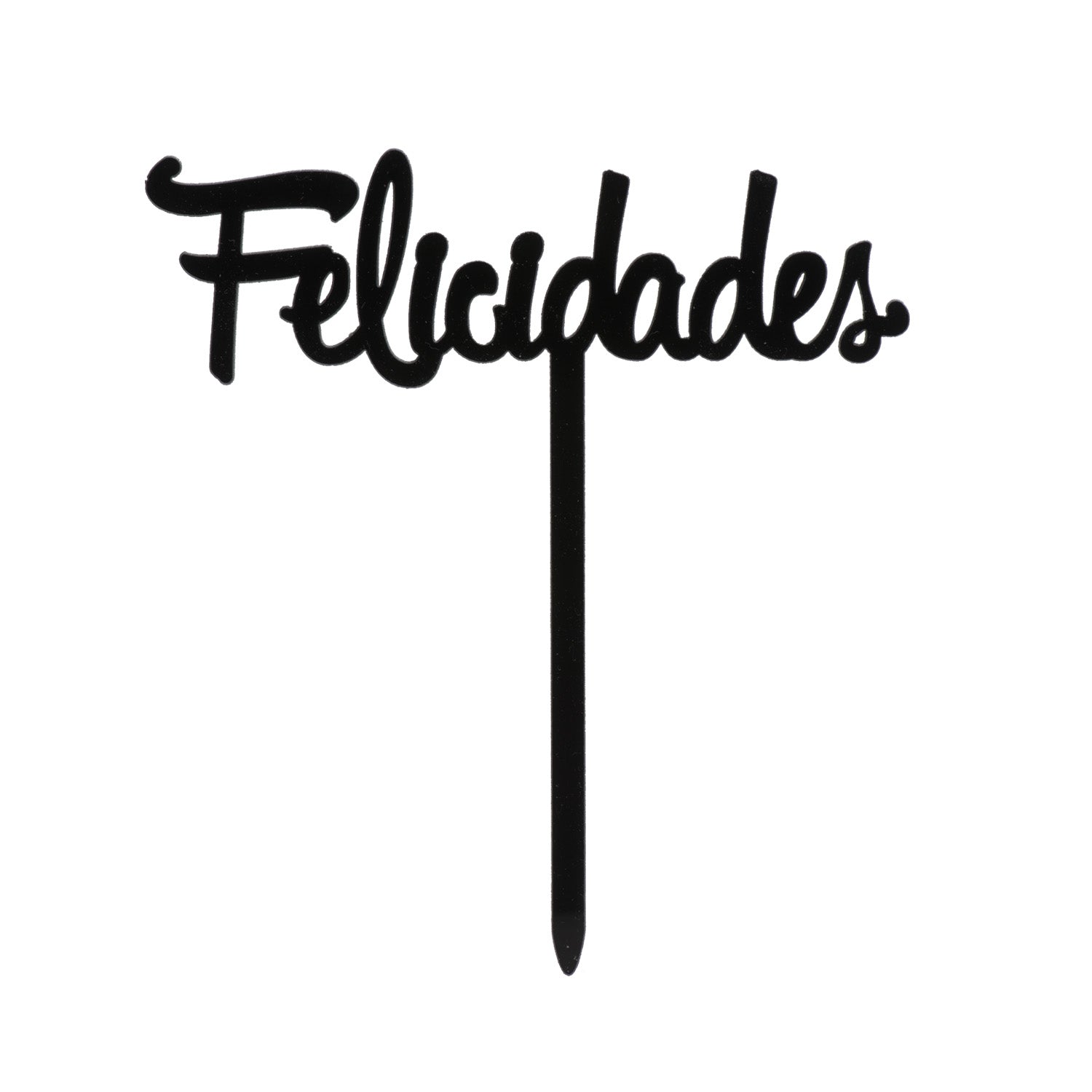 CAKE TOPPER FELICIDADES NEGRO 11X14CM