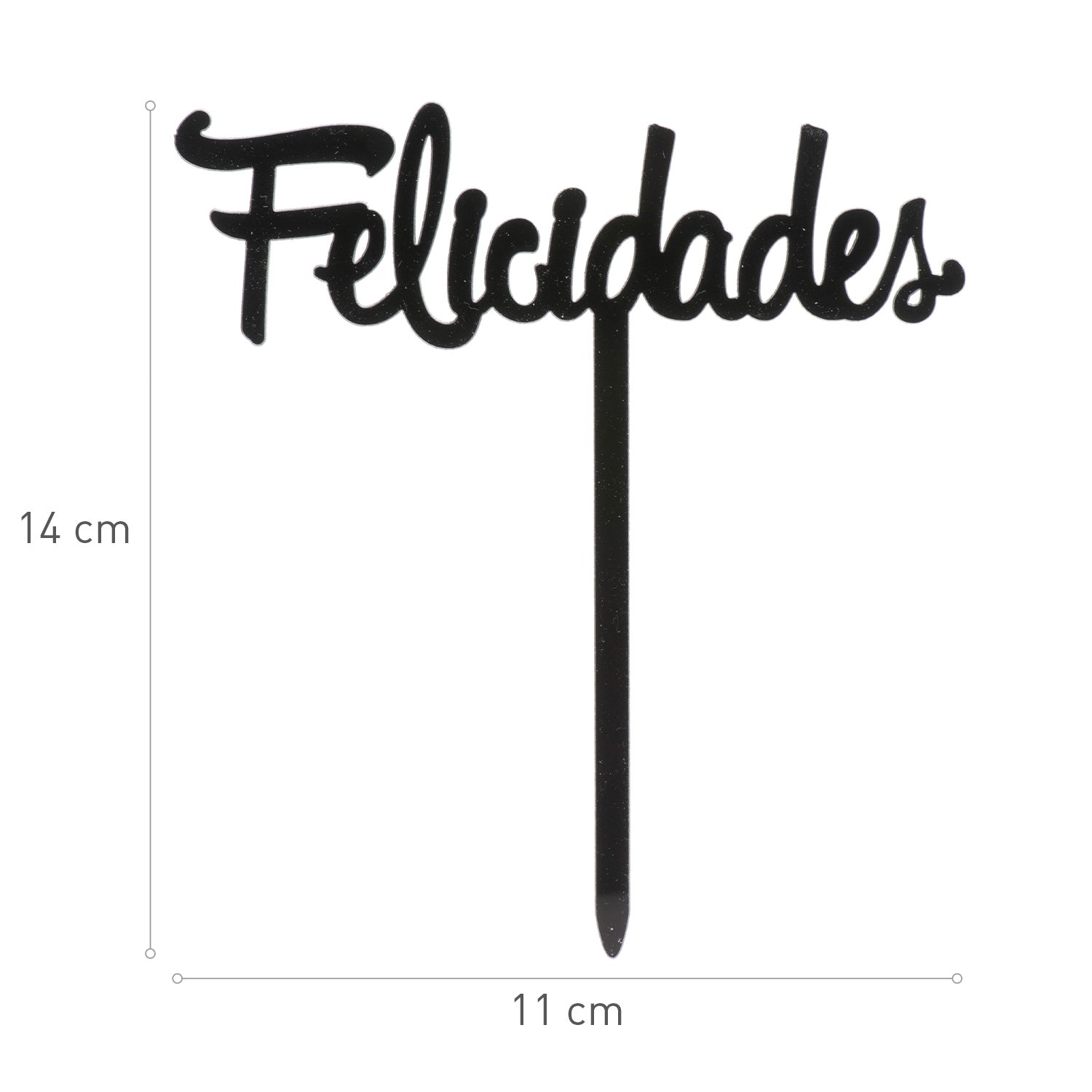 CAKE TOPPER FELICIDADES NEGRO 11X14CM