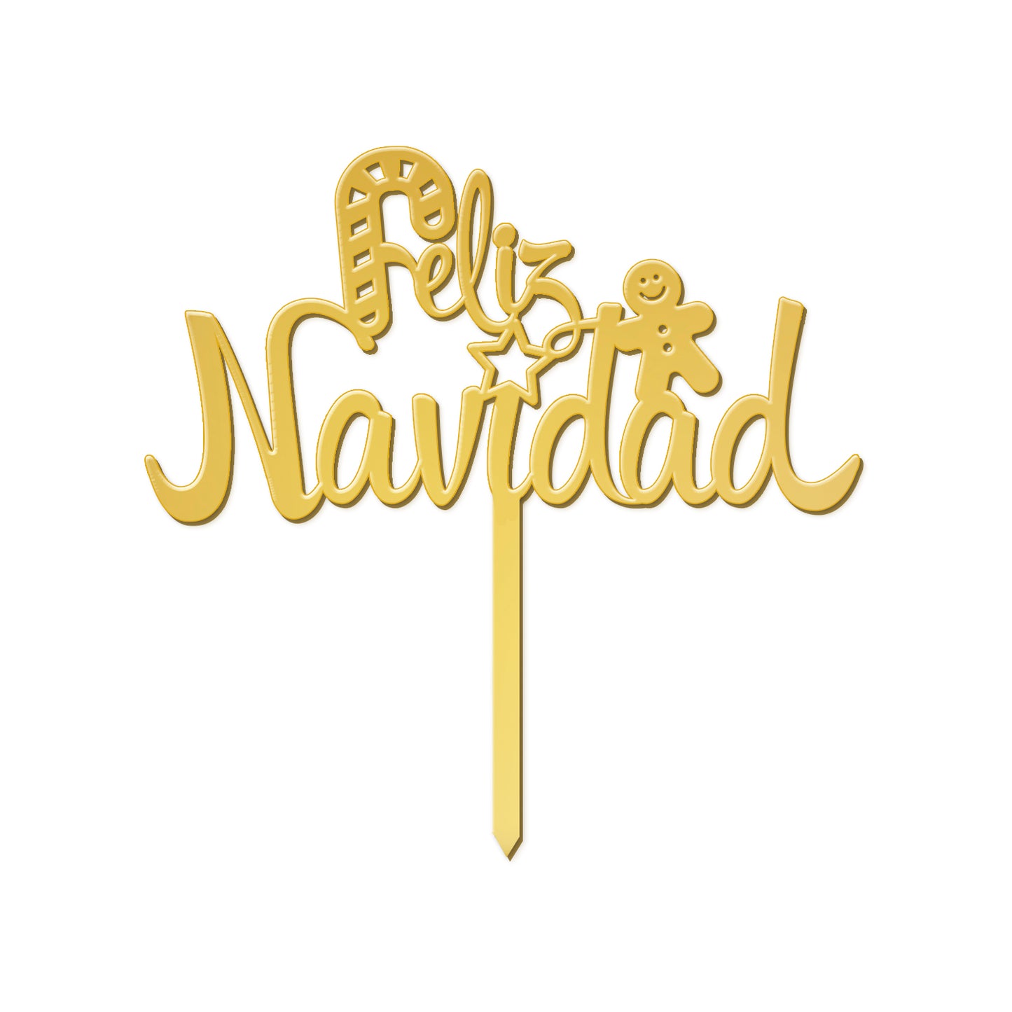 CAKE TOPPER MERRY CHRISTMAS GOLD 11X14CM