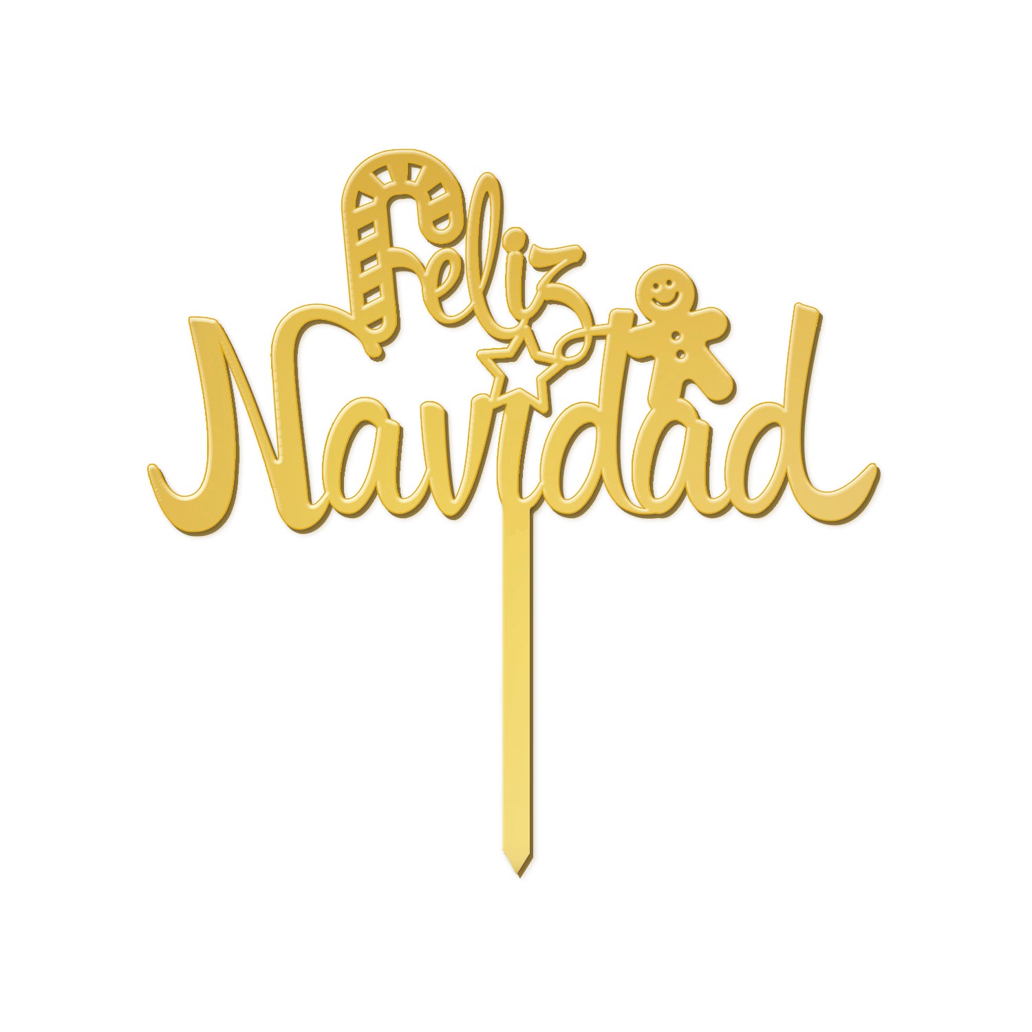 CAKE TOPPER MERRY CHRISTMAS GOLD 11X14CM
