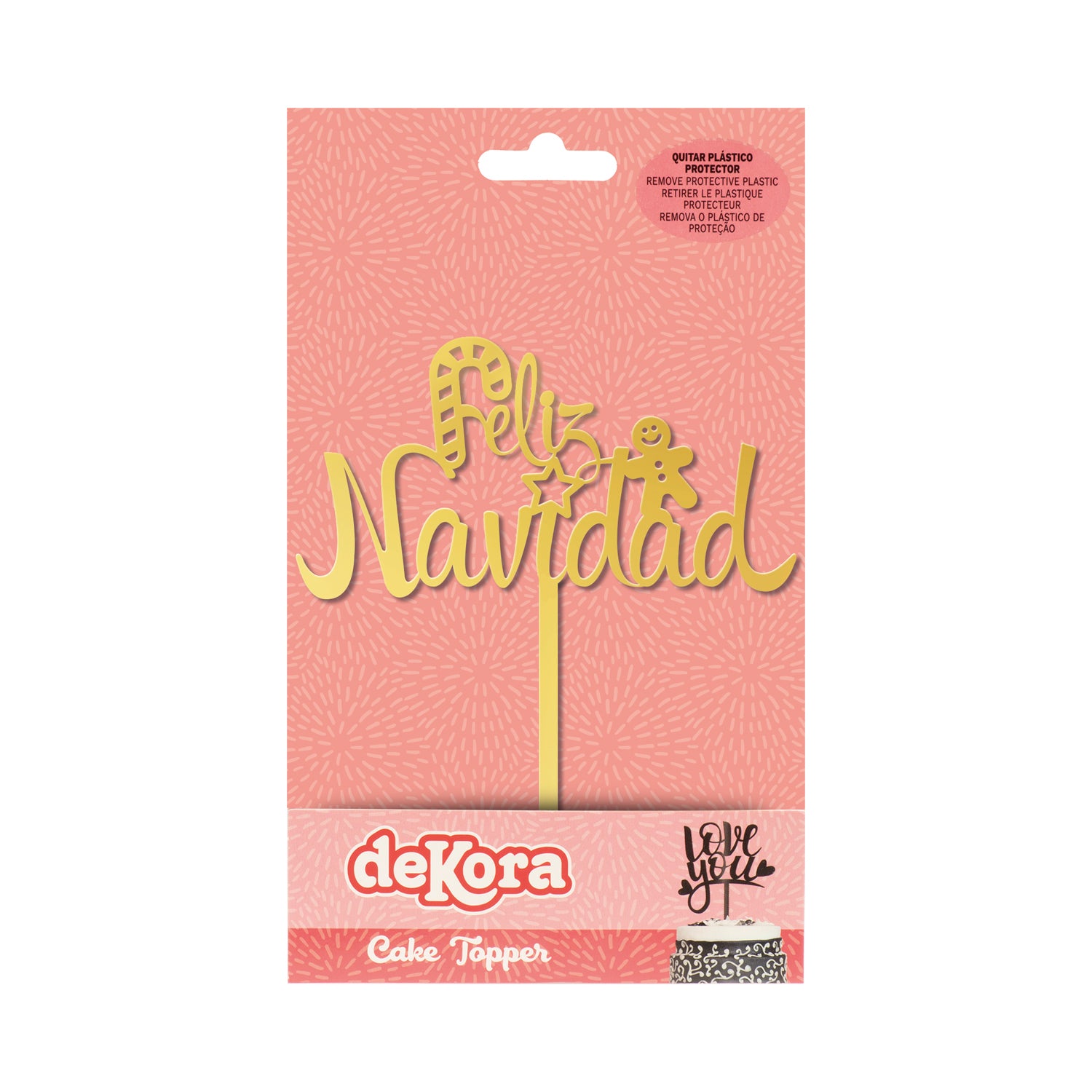 CAKE TOPPER MERRY CHRISTMAS GOLD 11X14CM