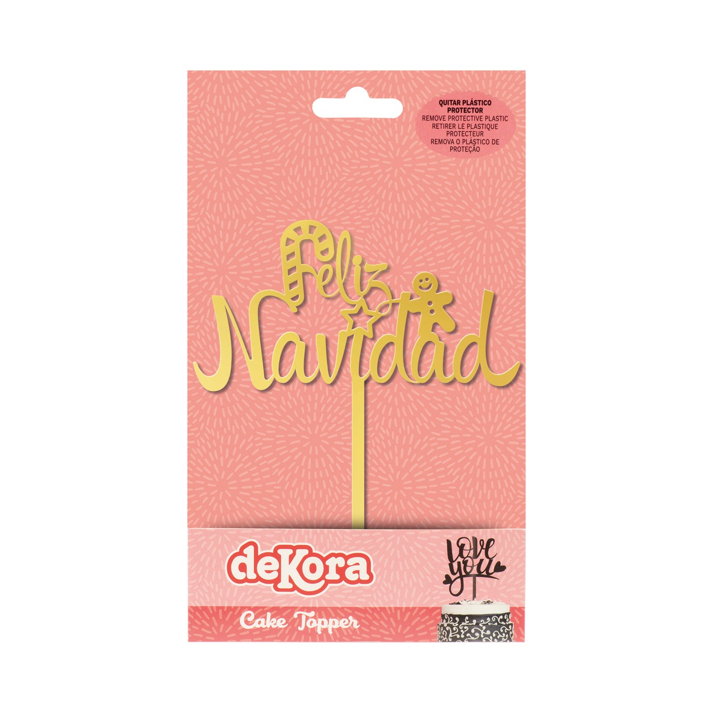 CAKE TOPPER MERRY CHRISTMAS GOLD 11X14CM