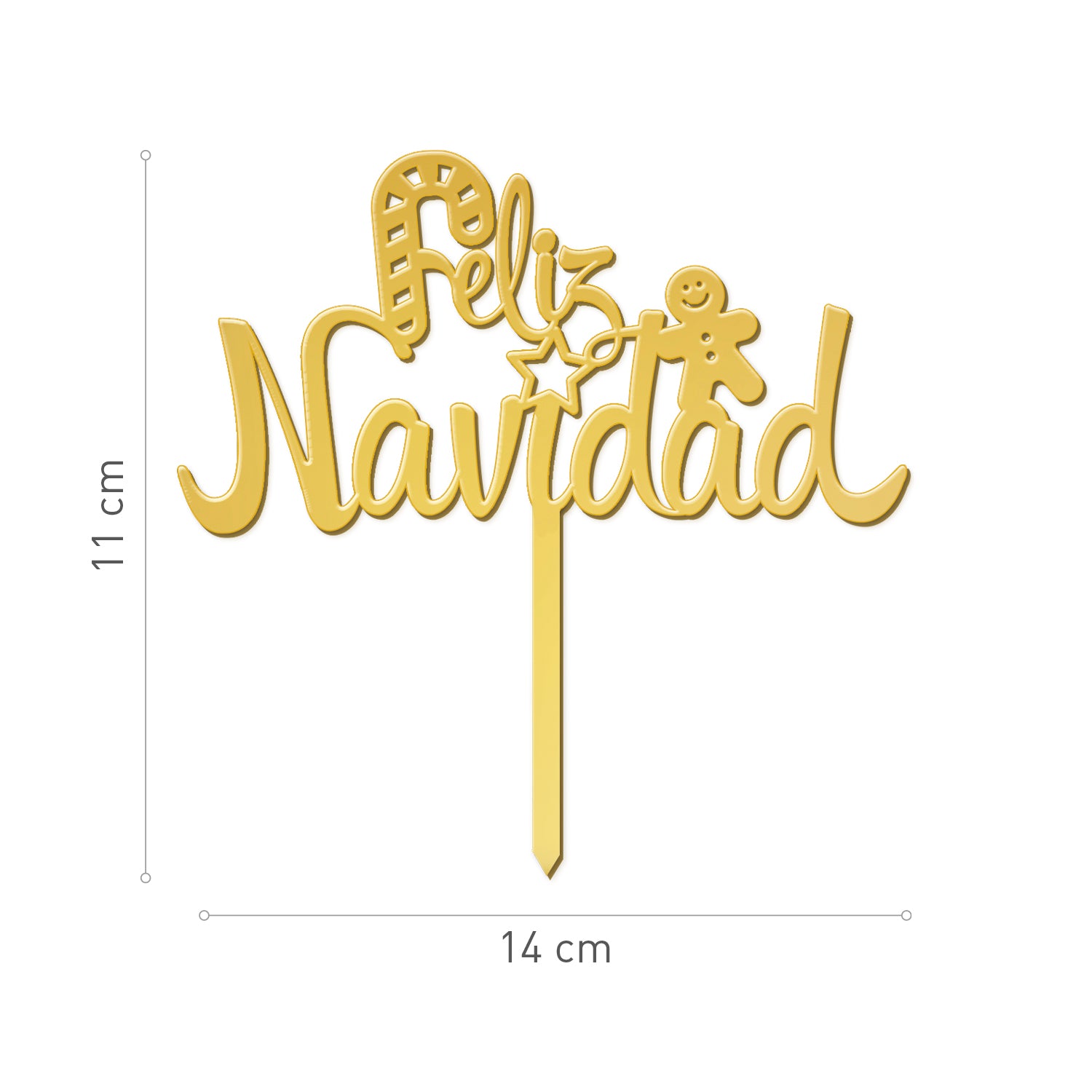 CAKE TOPPER MERRY CHRISTMAS GOLD 11X14CM