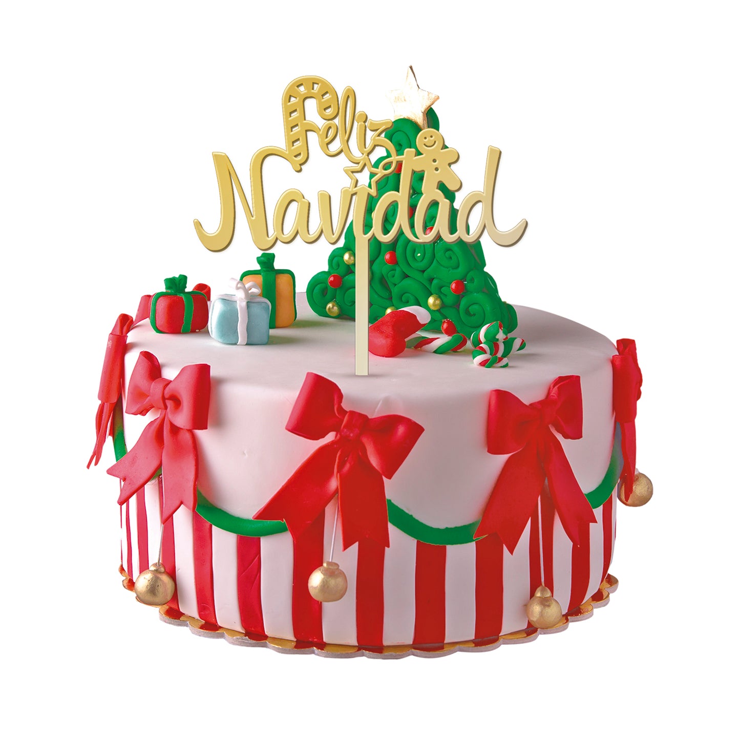 CAKE TOPPER MERRY CHRISTMAS GOLD 11X14CM