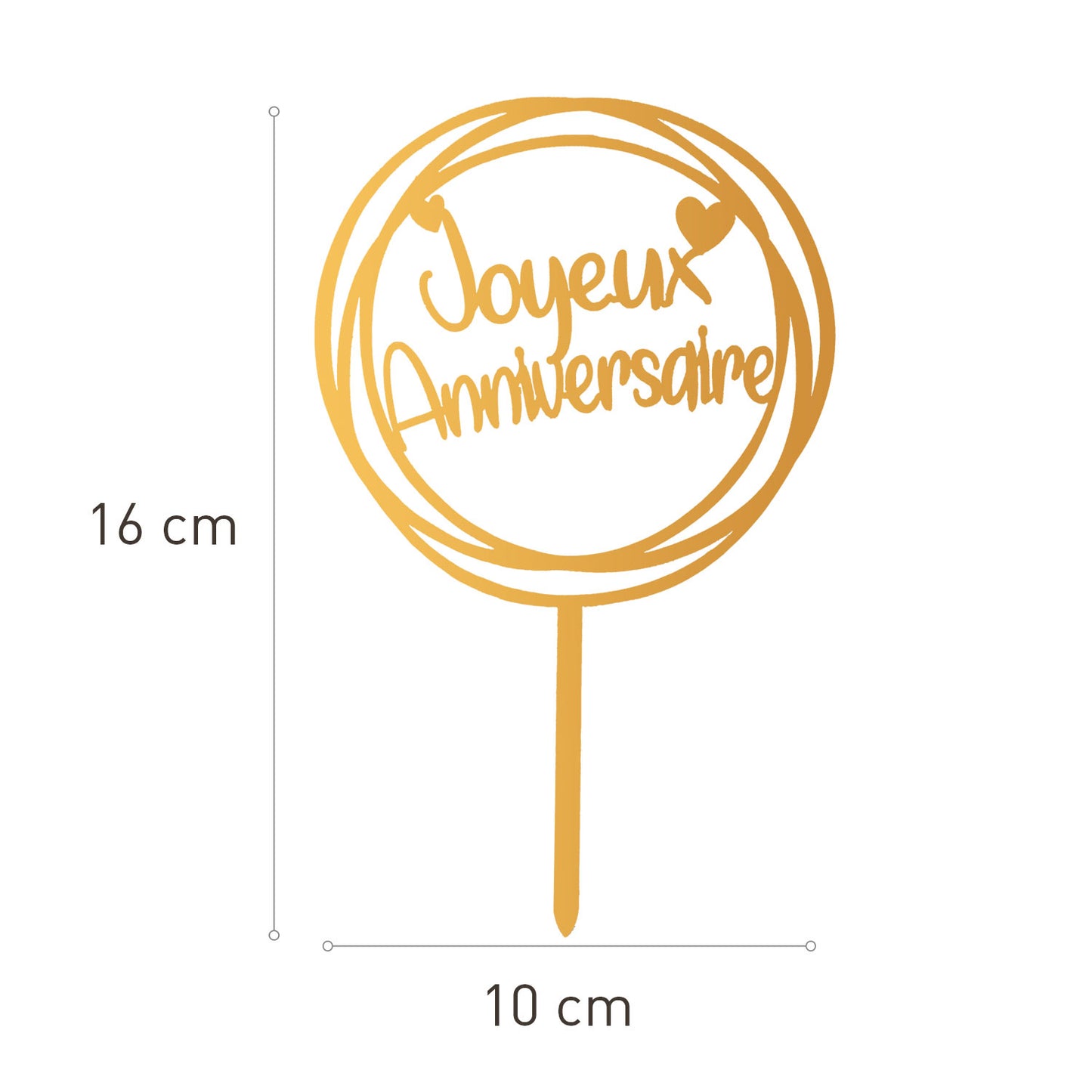 CAKE TOPPER HAPPY BIRTHDAY 10X16CM