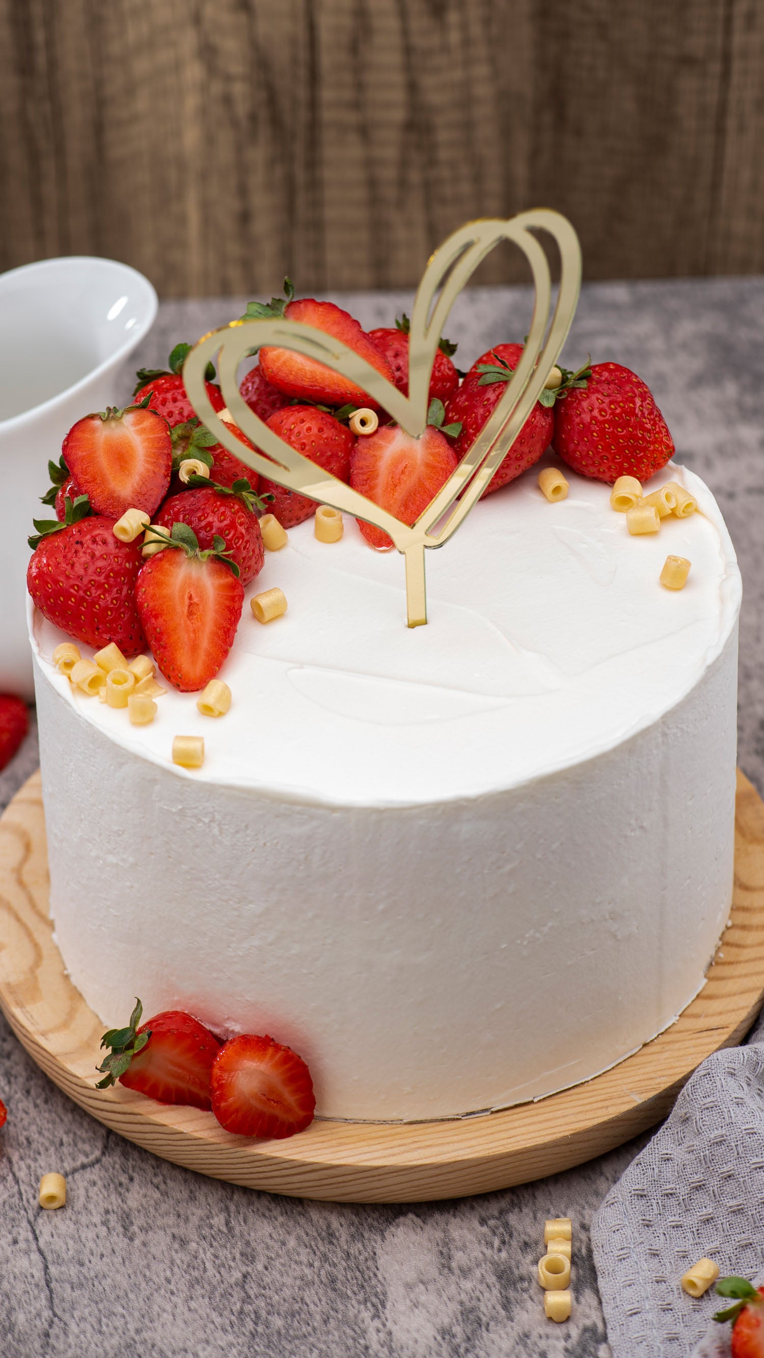 CAKE TOPPER DOUBLE COEUR OR 10,5 x 15CM